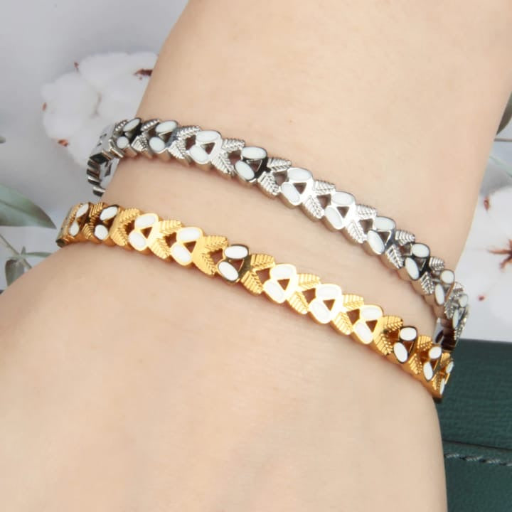 Dual-Tone Leaf Pattern Bracelets
