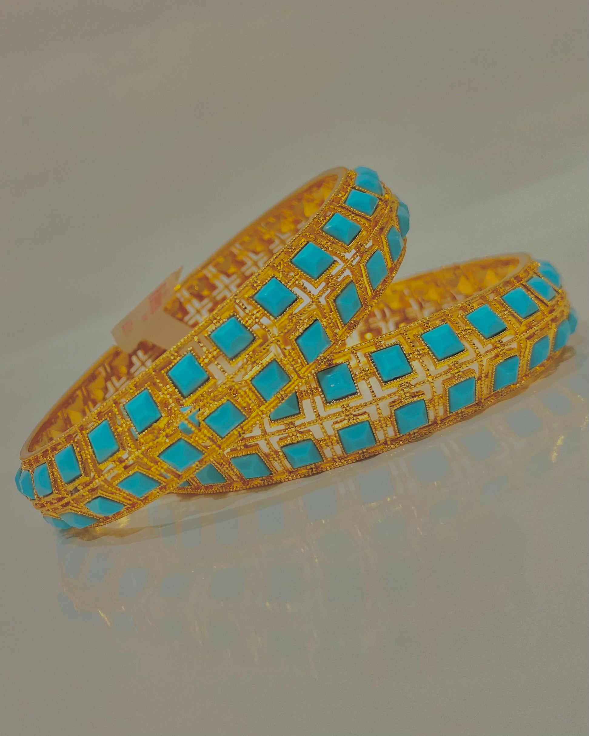 Exquisite Gold and Turquoise Bangles – A Fusion of Tradition and Elegance