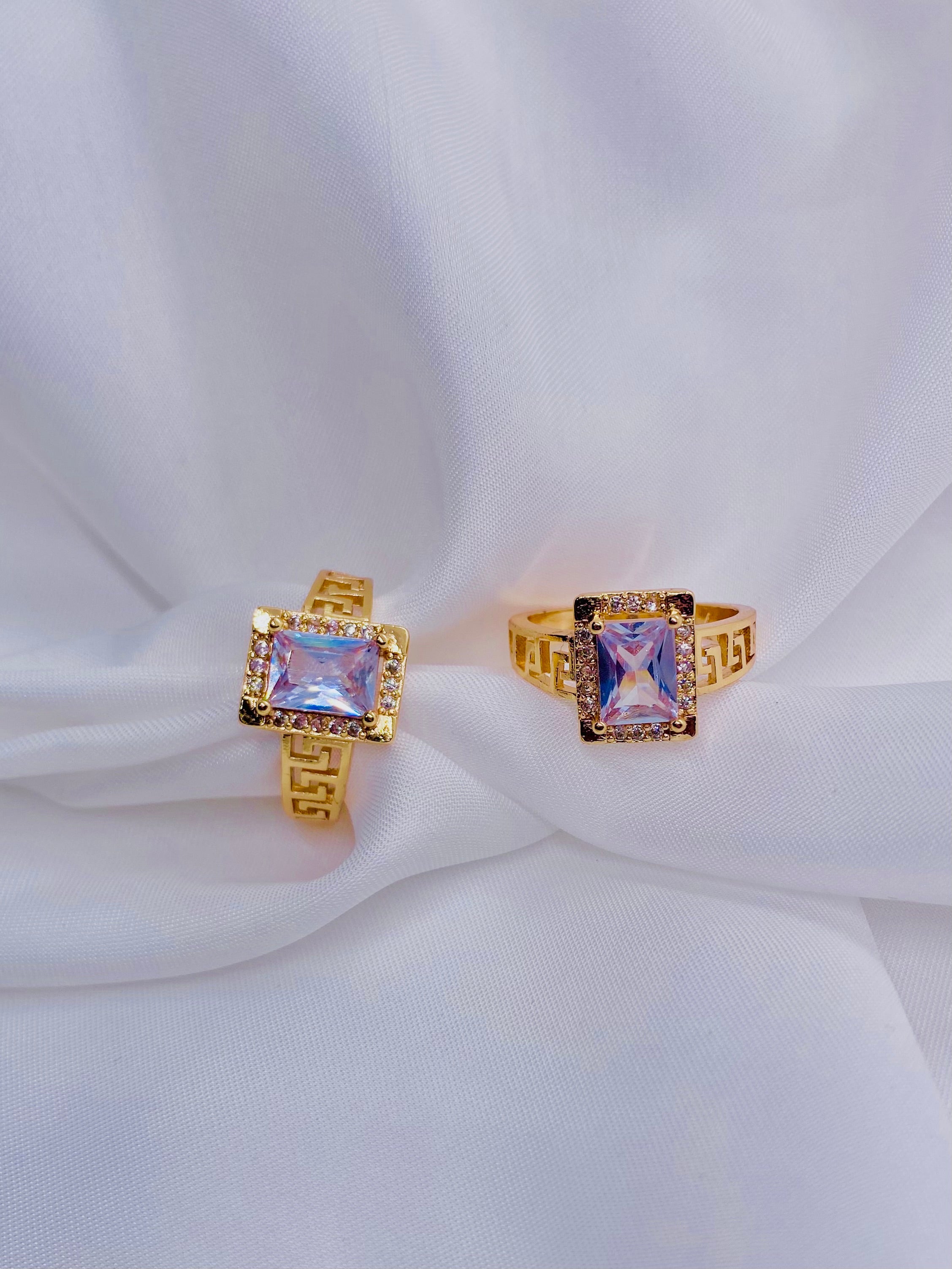 Elegant Gold-Plated Rings with Radiant Aurora Gemstones