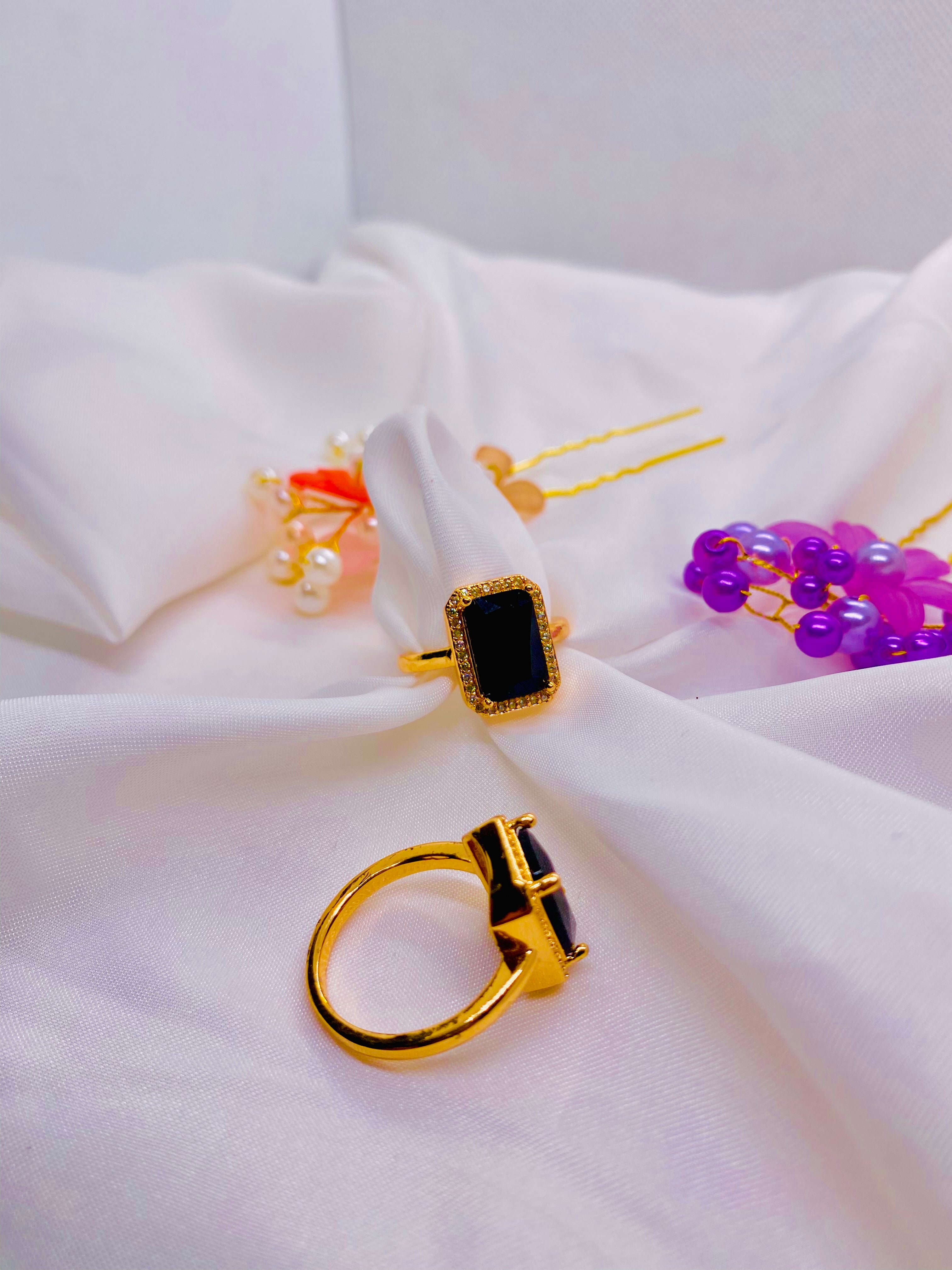 Midnight Elegance Black Stone Ring