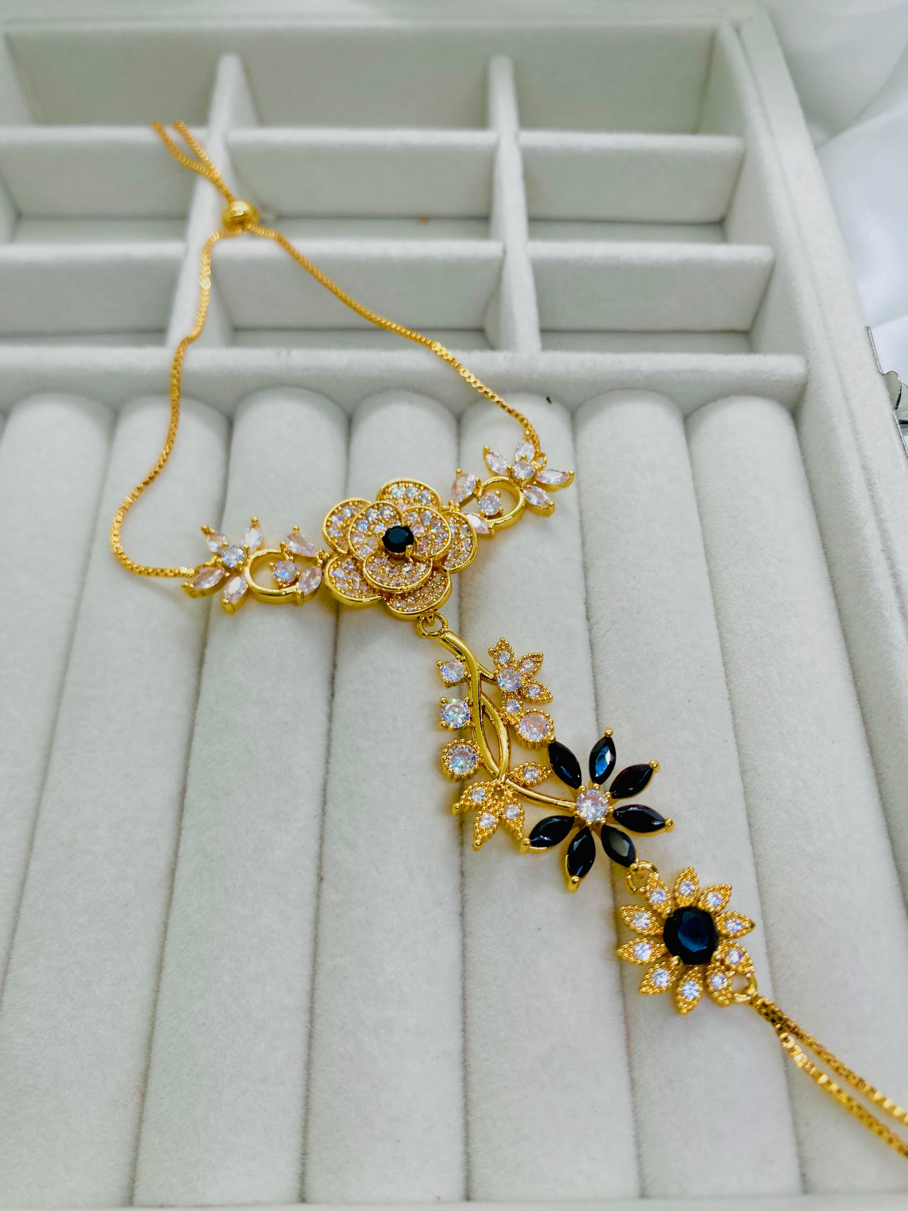 Royal Floral Gold-Plated Hand Harness Bracelet