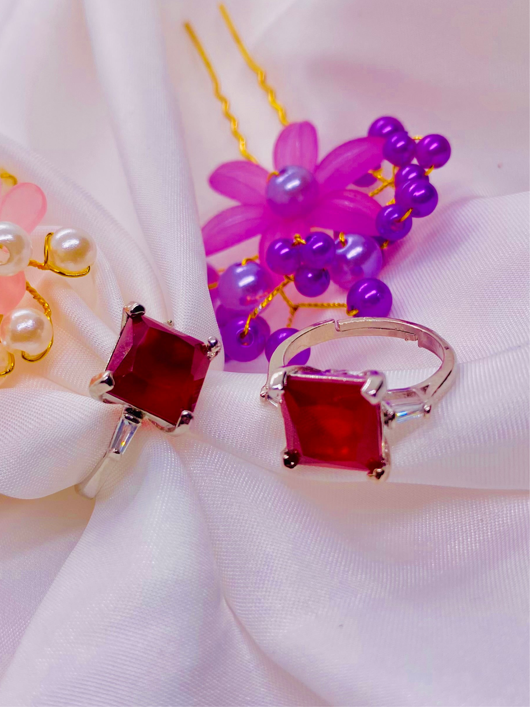 Crimson Charm – Red Gemstone Elegance Ring