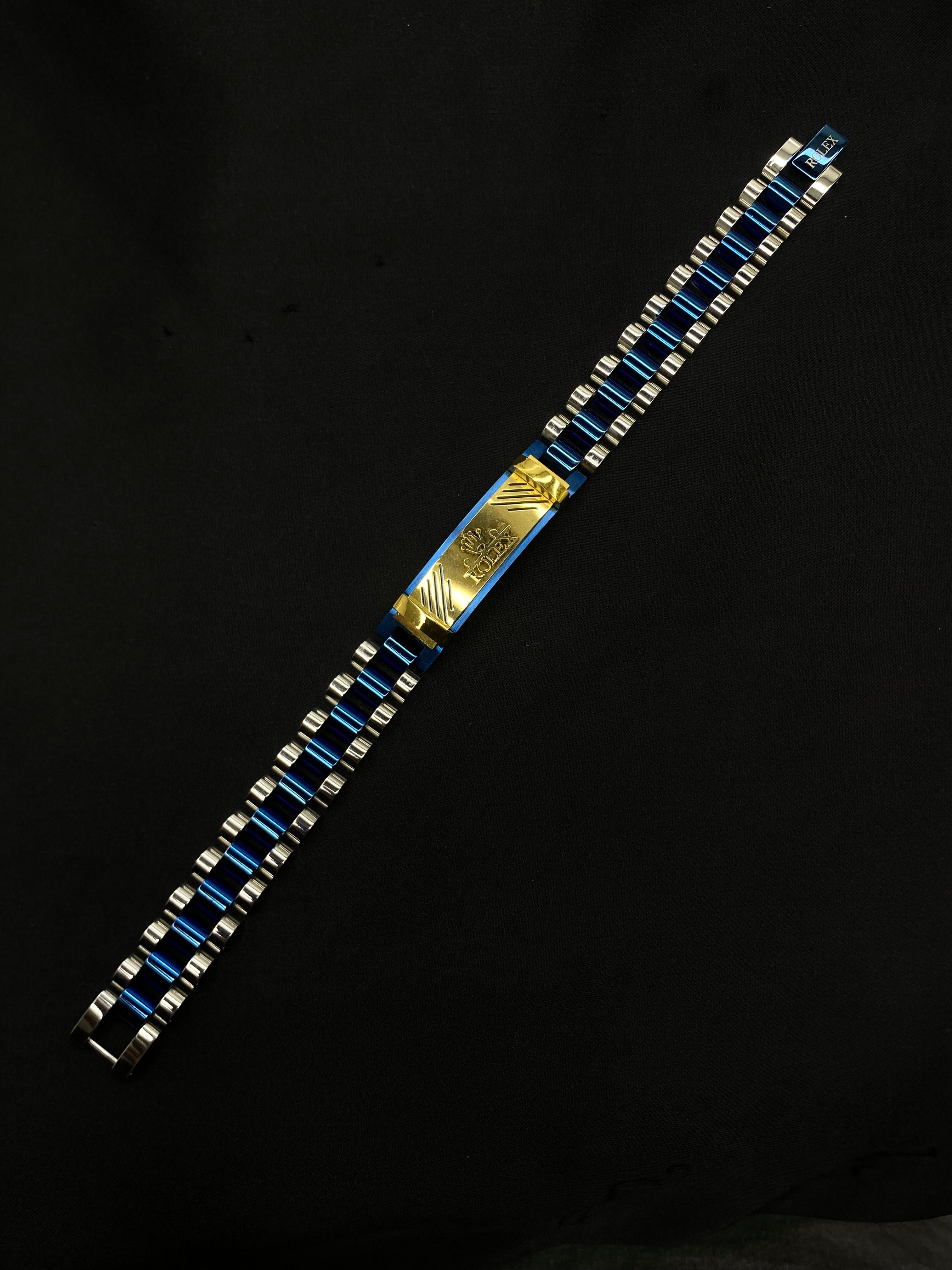 Royal Blue & Silver Rolex-Inspired Men’s Bracelet