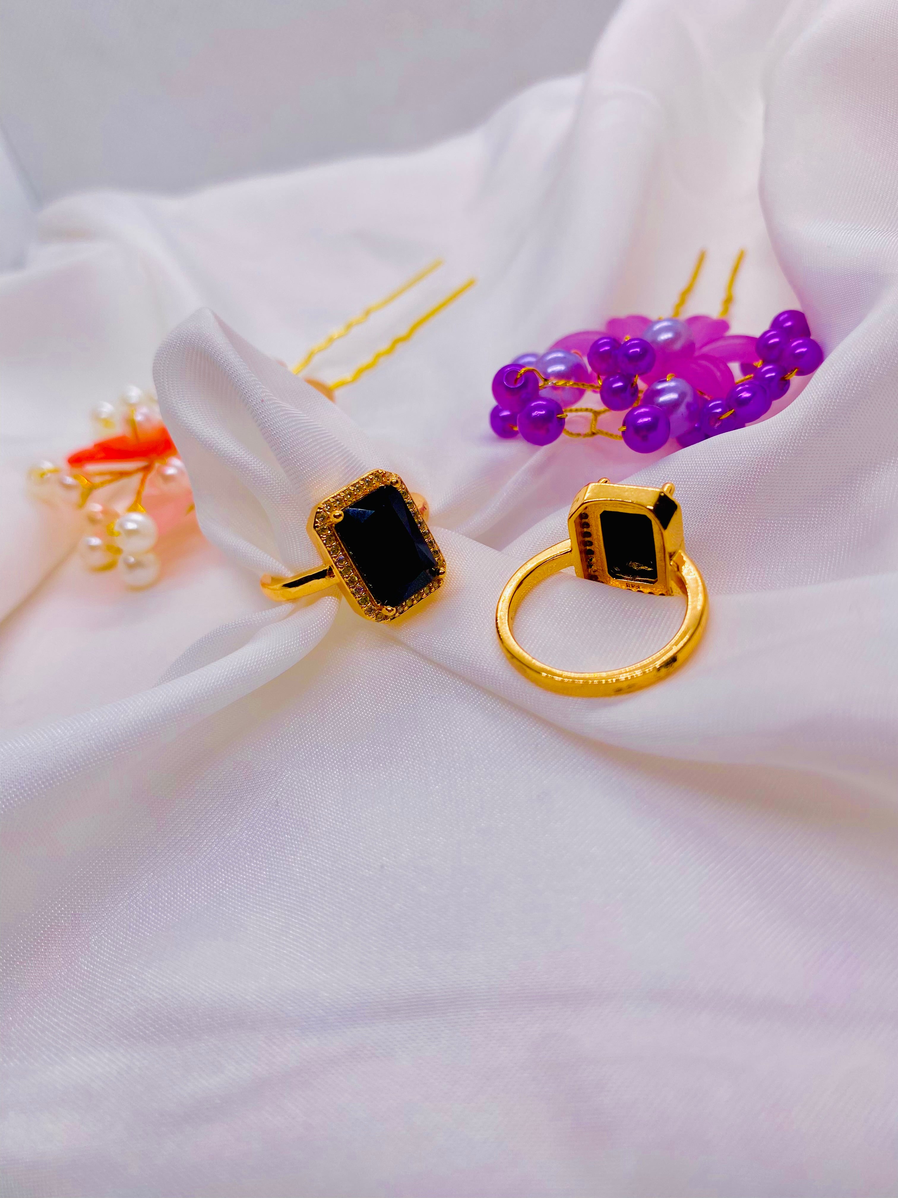 Midnight Elegance Black Stone Ring