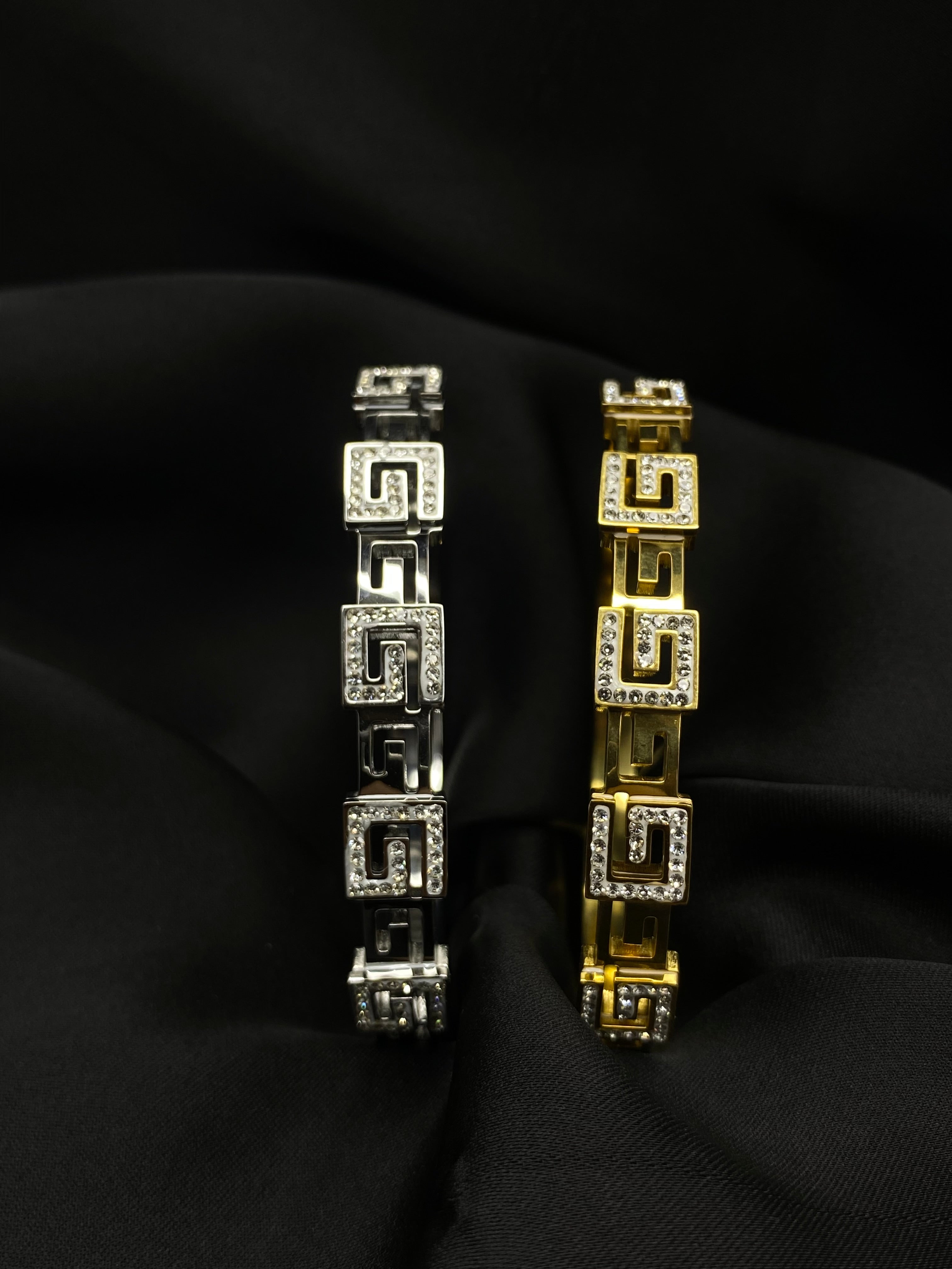 Gold & Silver “G” Link Crystal Bracelets