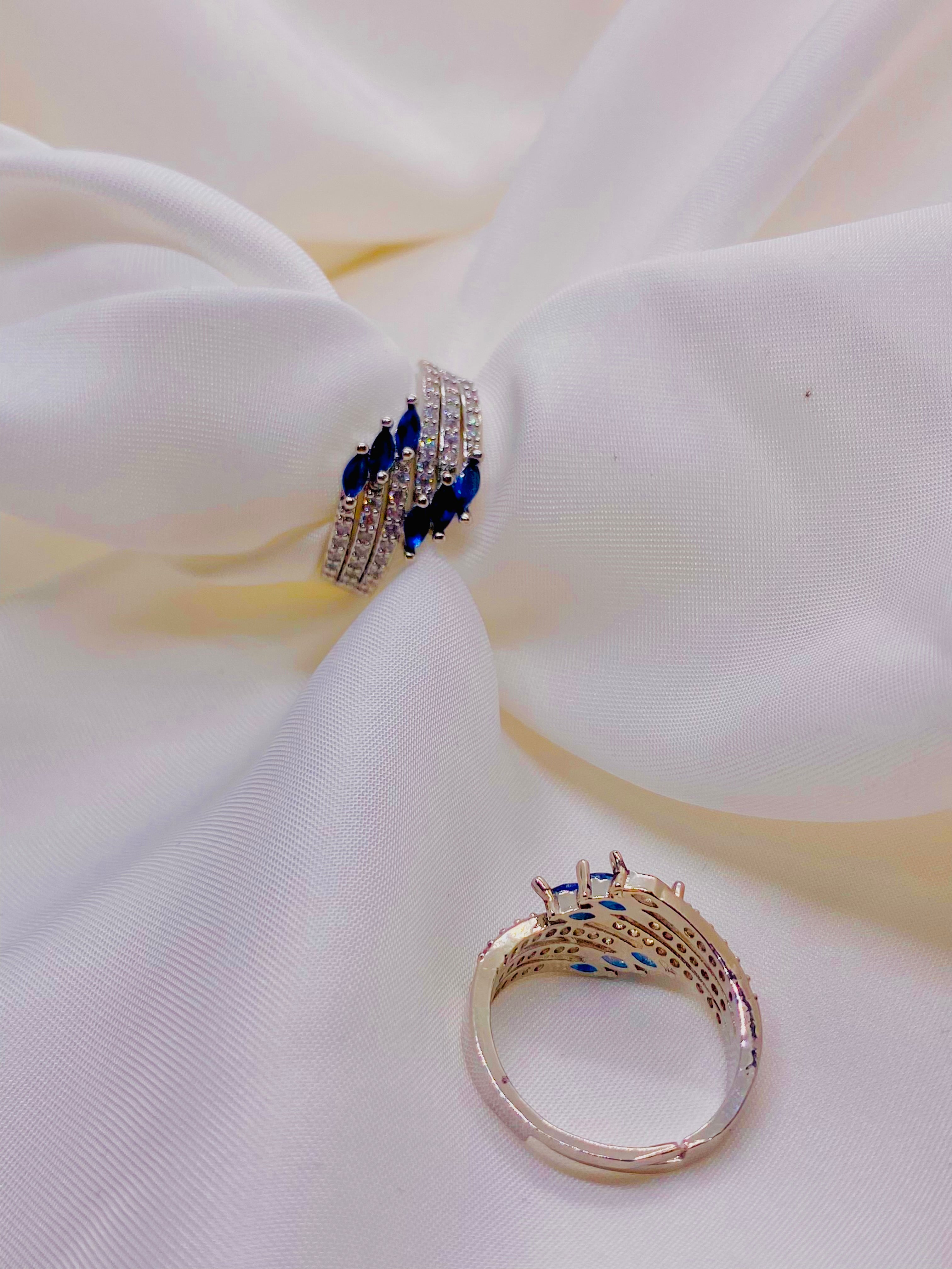 Elegant Sapphire and Diamond Band Ring