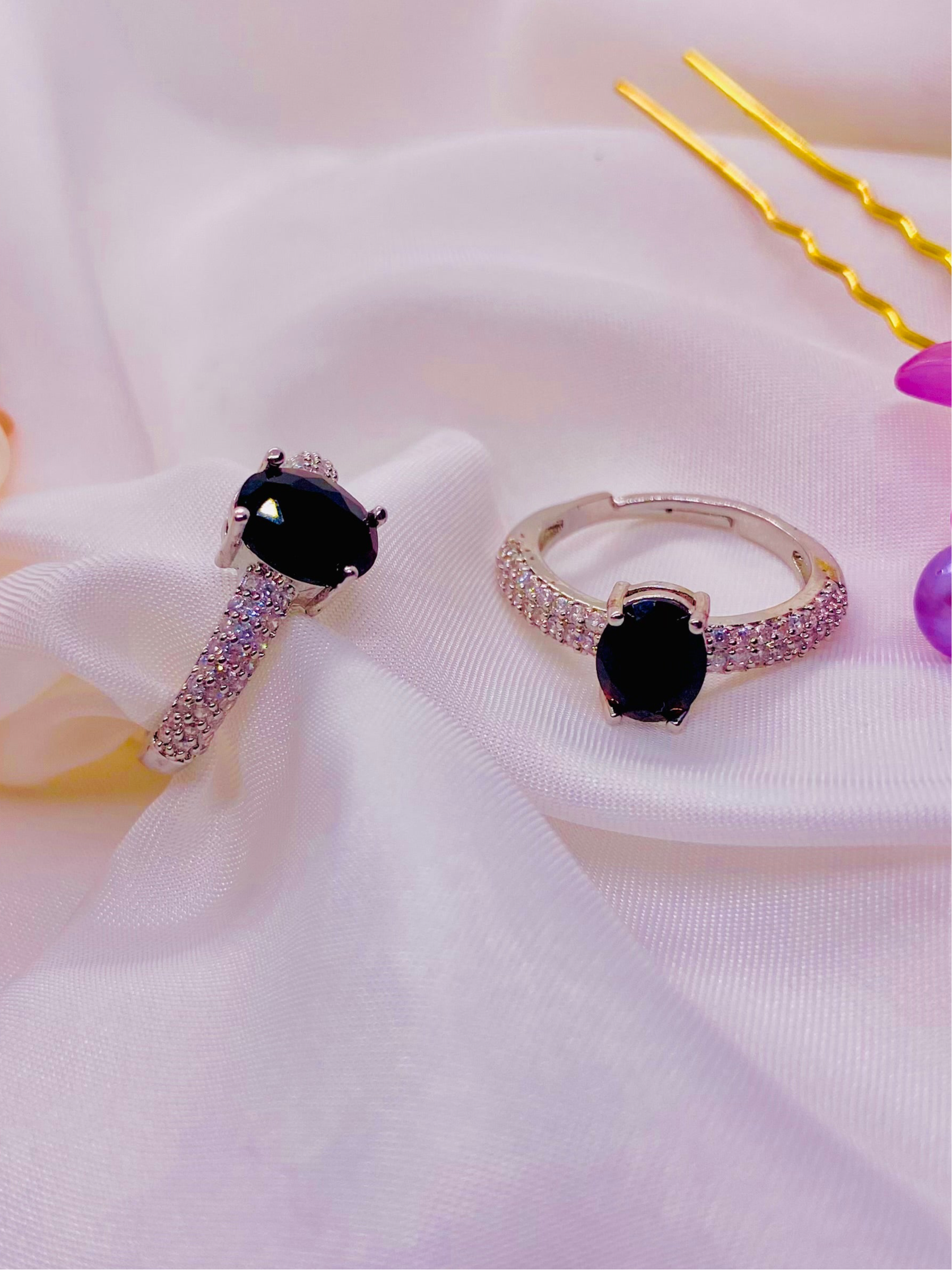 Black Onyx Solitaire Ring in Sterling Silver