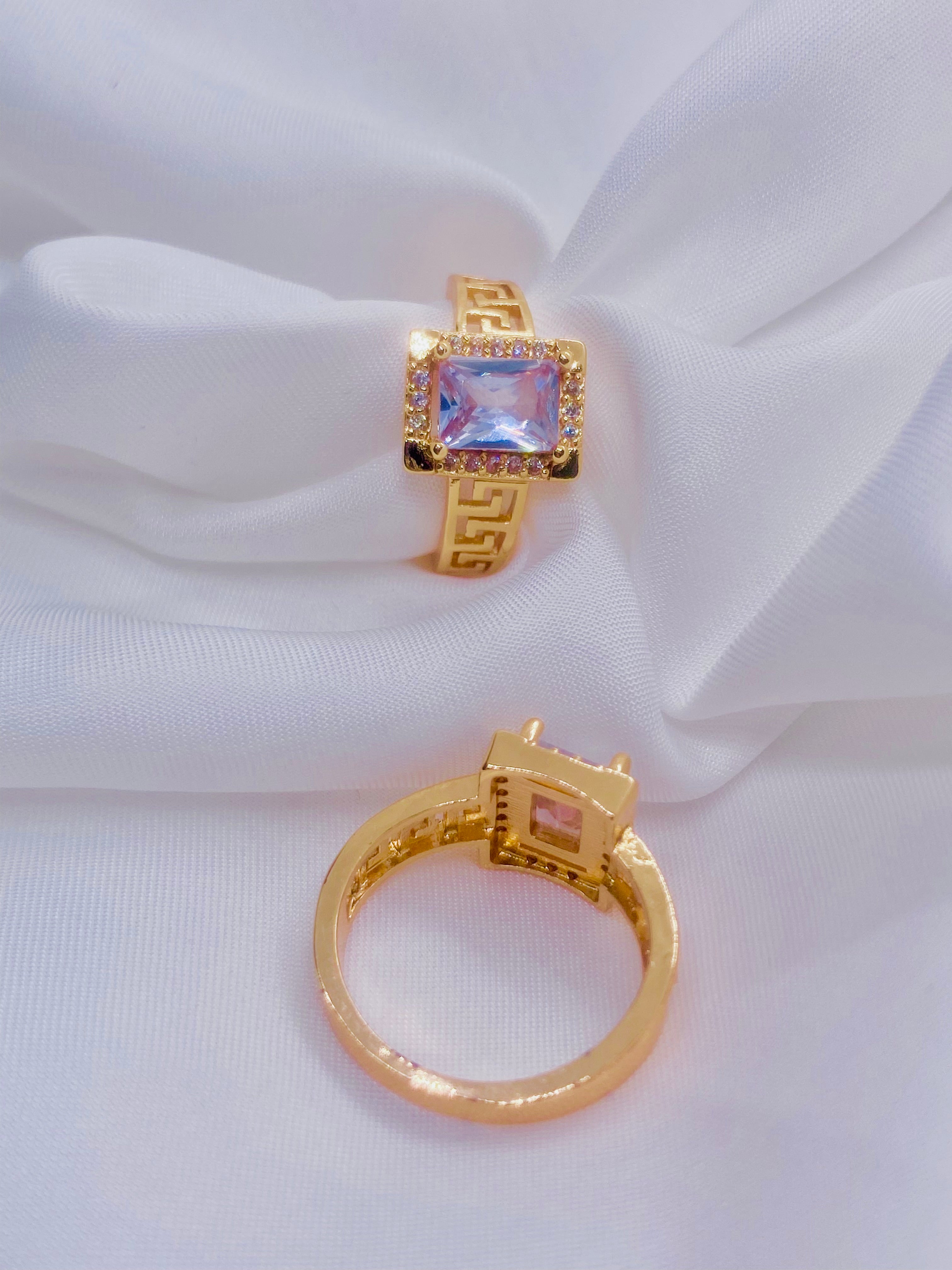 Elegant Gold-Plated Rings with Radiant Aurora Gemstones