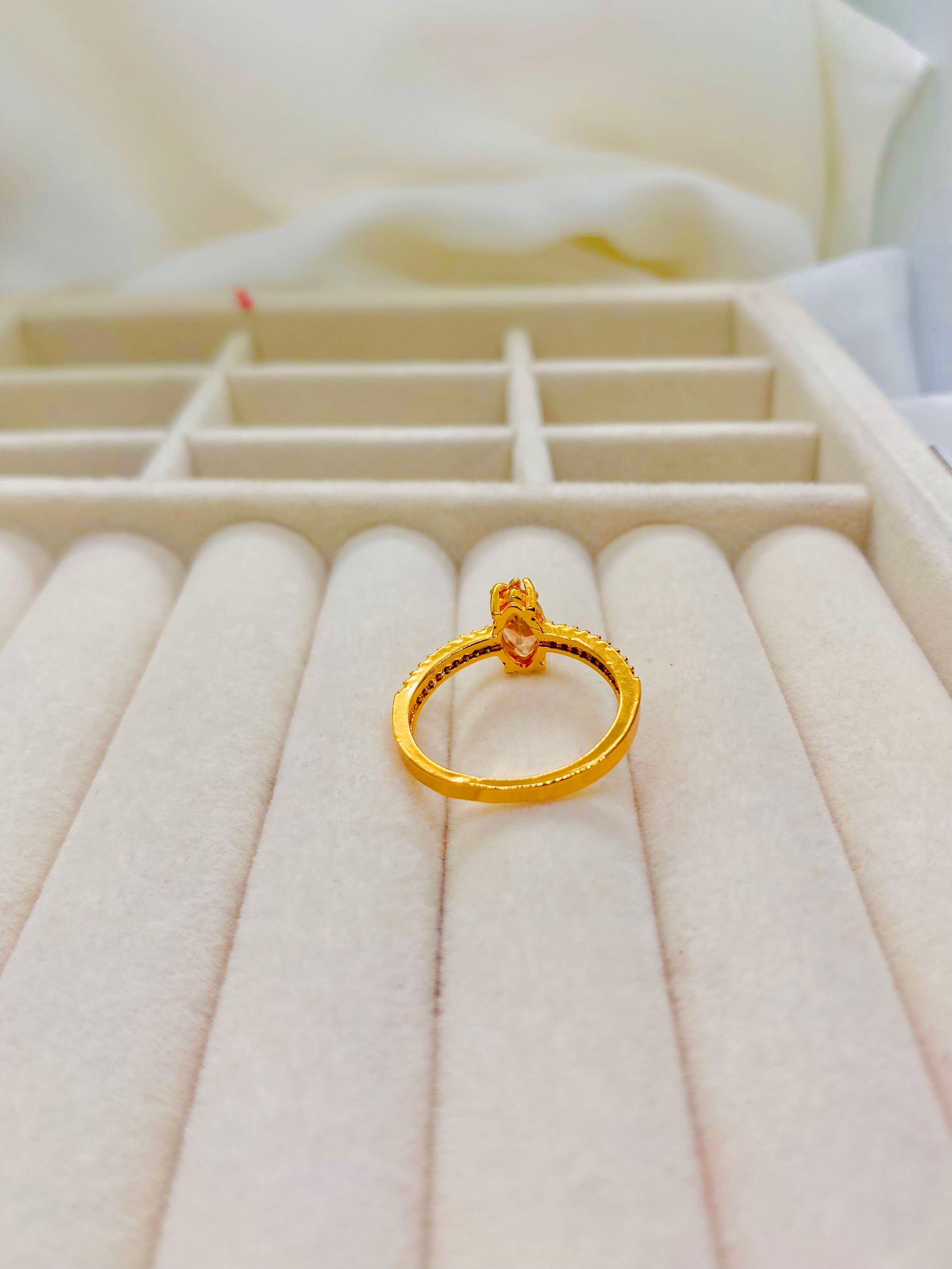 Gold-Plated Butterfly Marquise Ring with Crystal Accents
