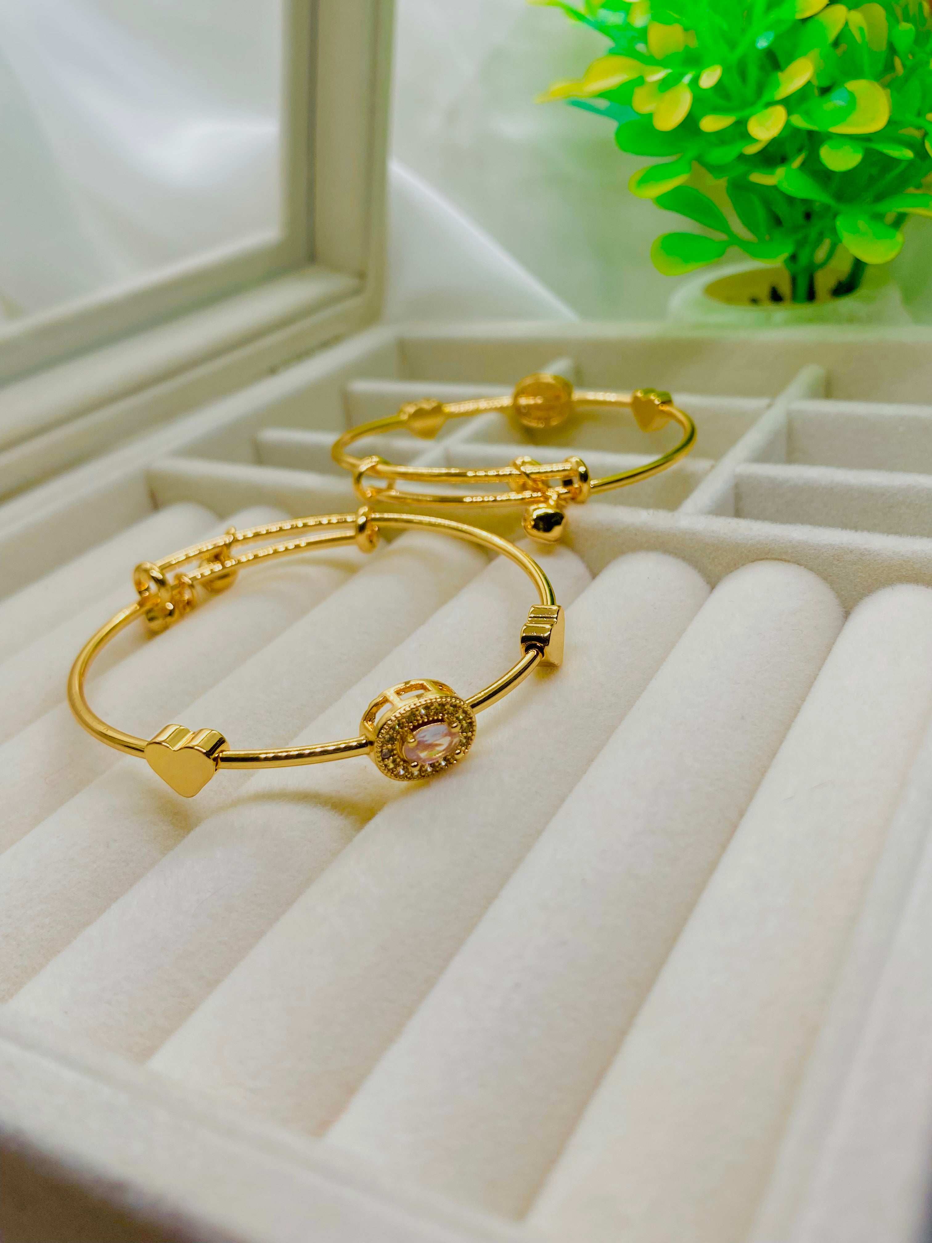 Starlit Hearts & Chime Gold Bangle Duo