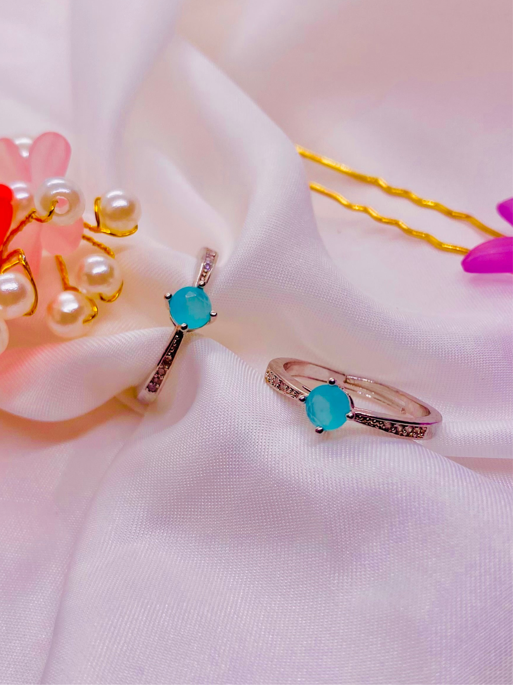 Serenity Sparkle: Aqua Stone Ring
