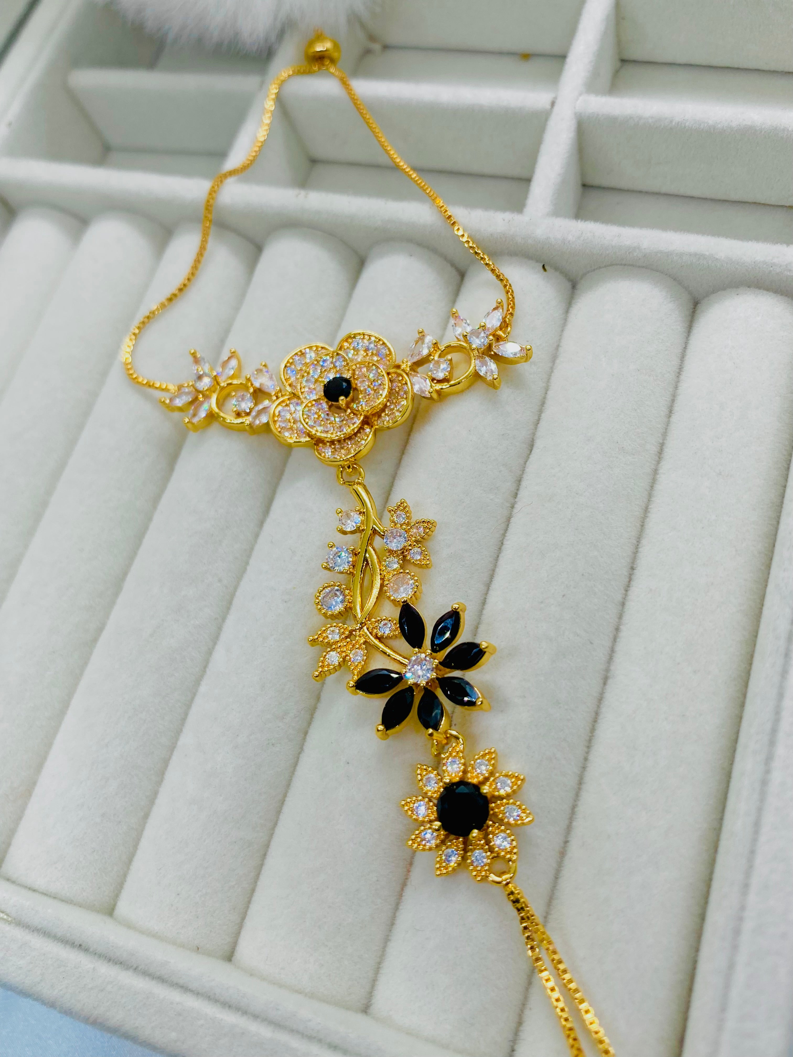 Royal Floral Gold-Plated Hand Harness Bracelet