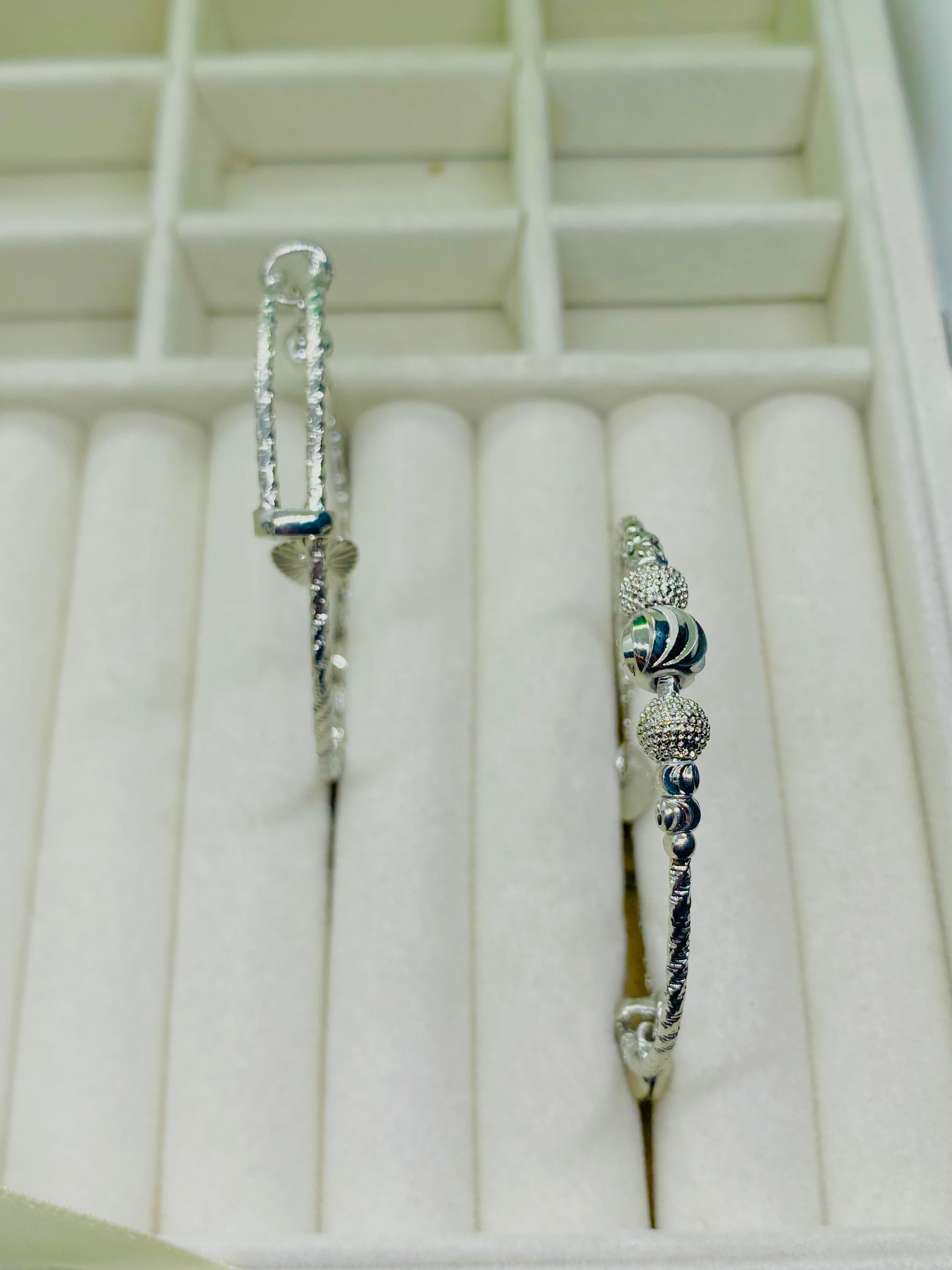 Elegant Silver Charm Bangles – Delicate and Stylish