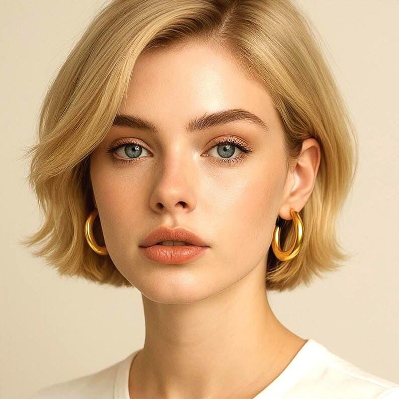 Bold Crescent Gold Hoop Earrings