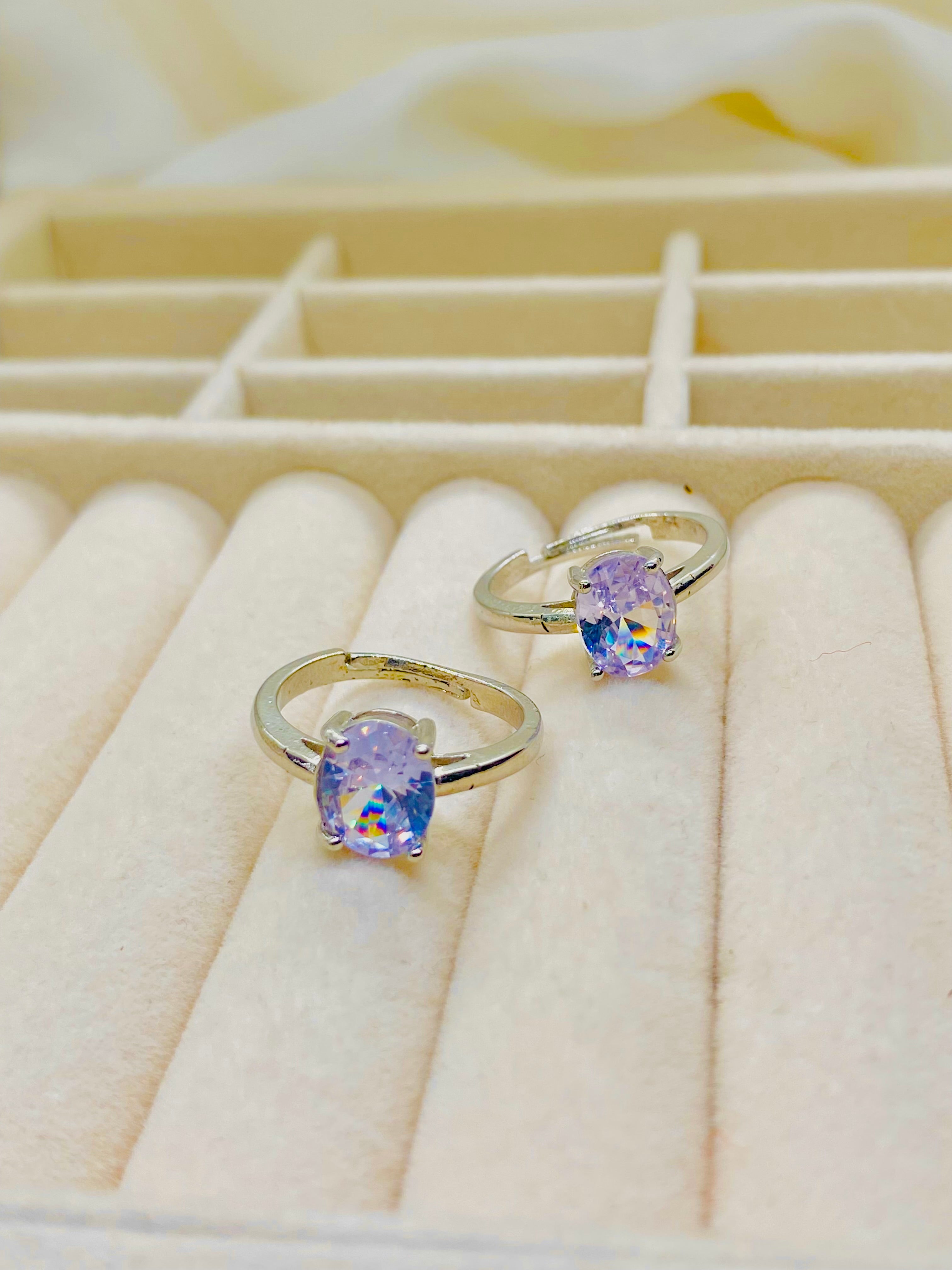 Solitaire Crystal Rings in Silver