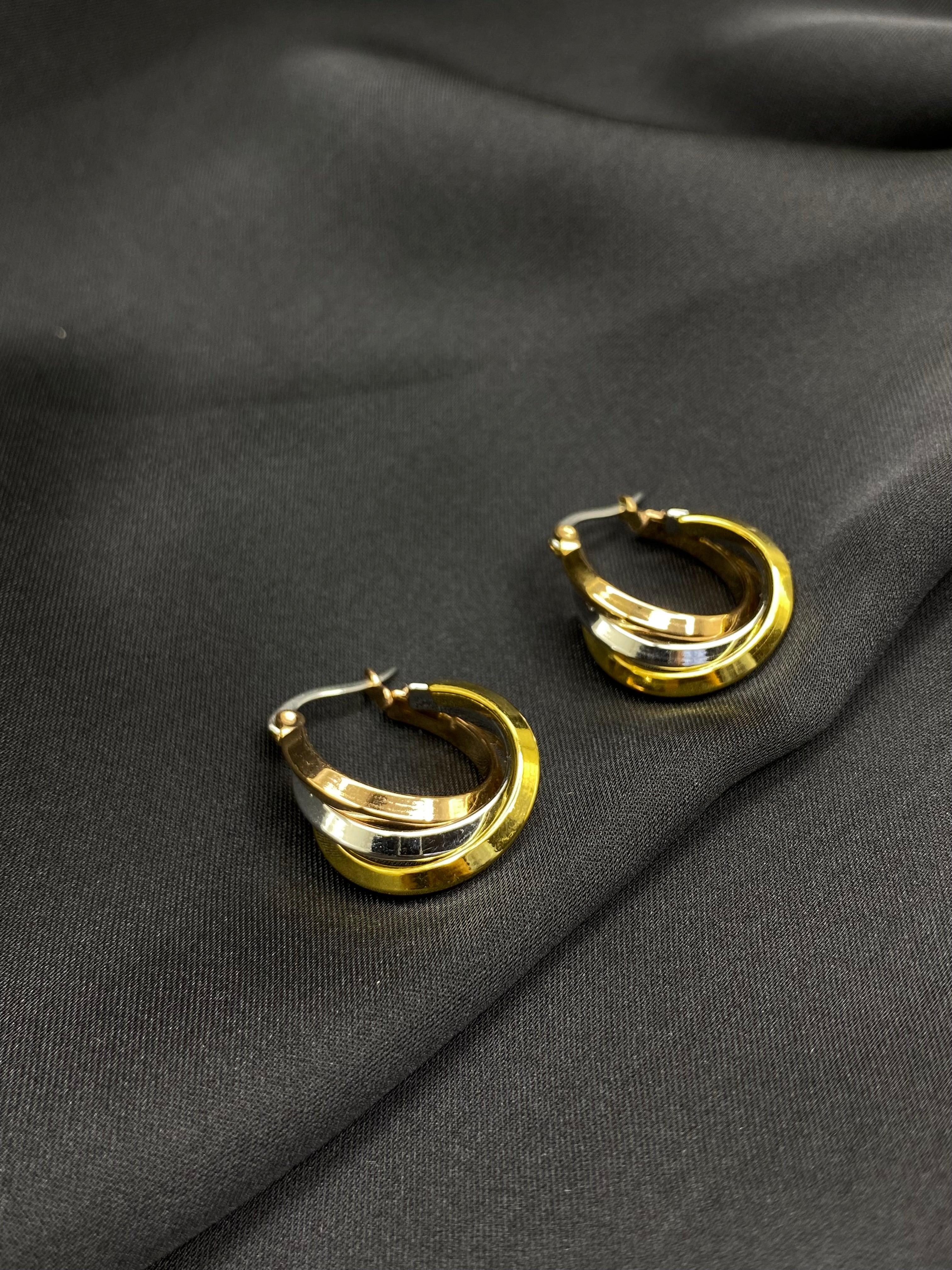 Tri-Tone Hoop Earrings