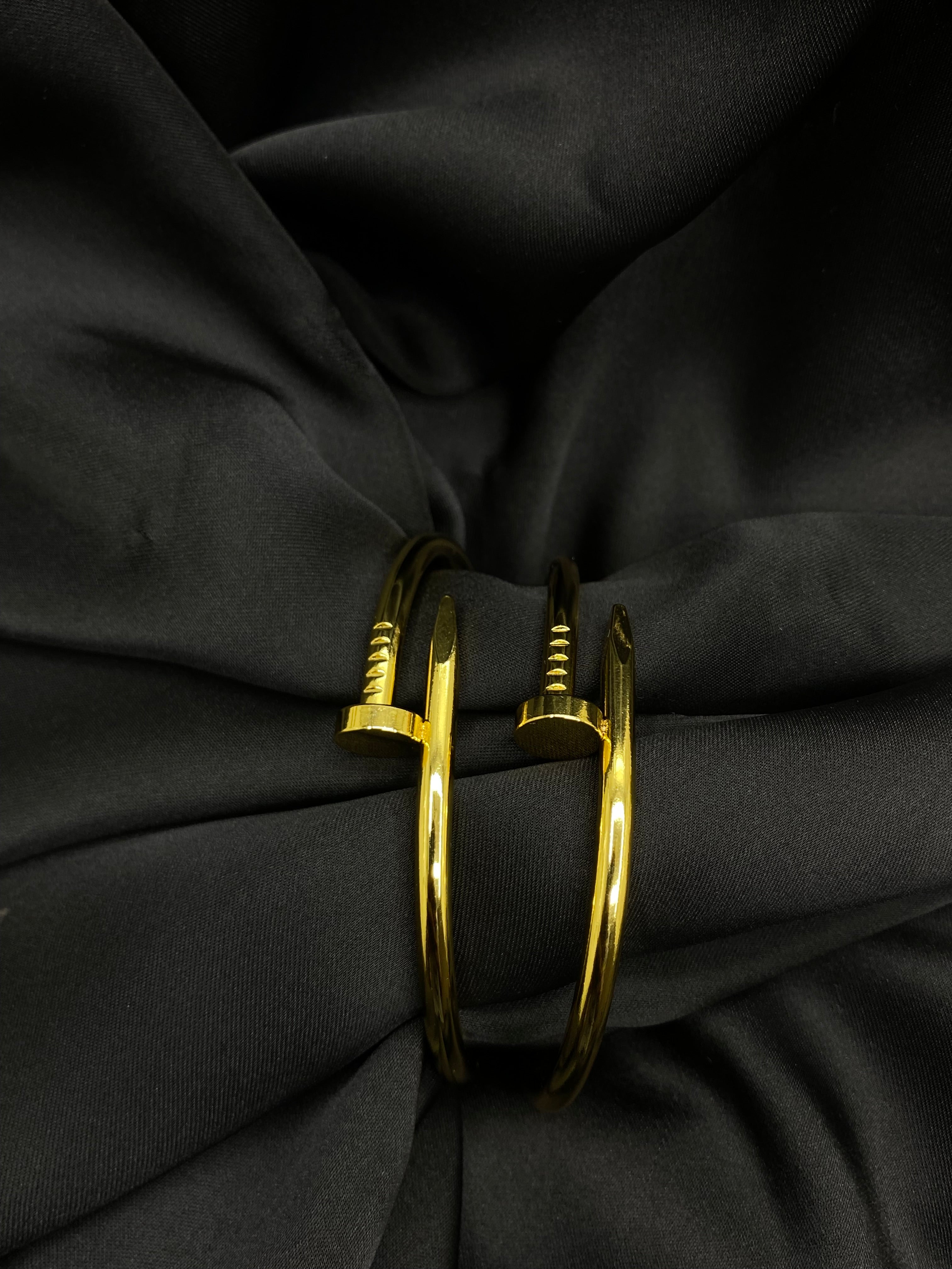 Bold Nail-Head Gold Cuff Bracelet