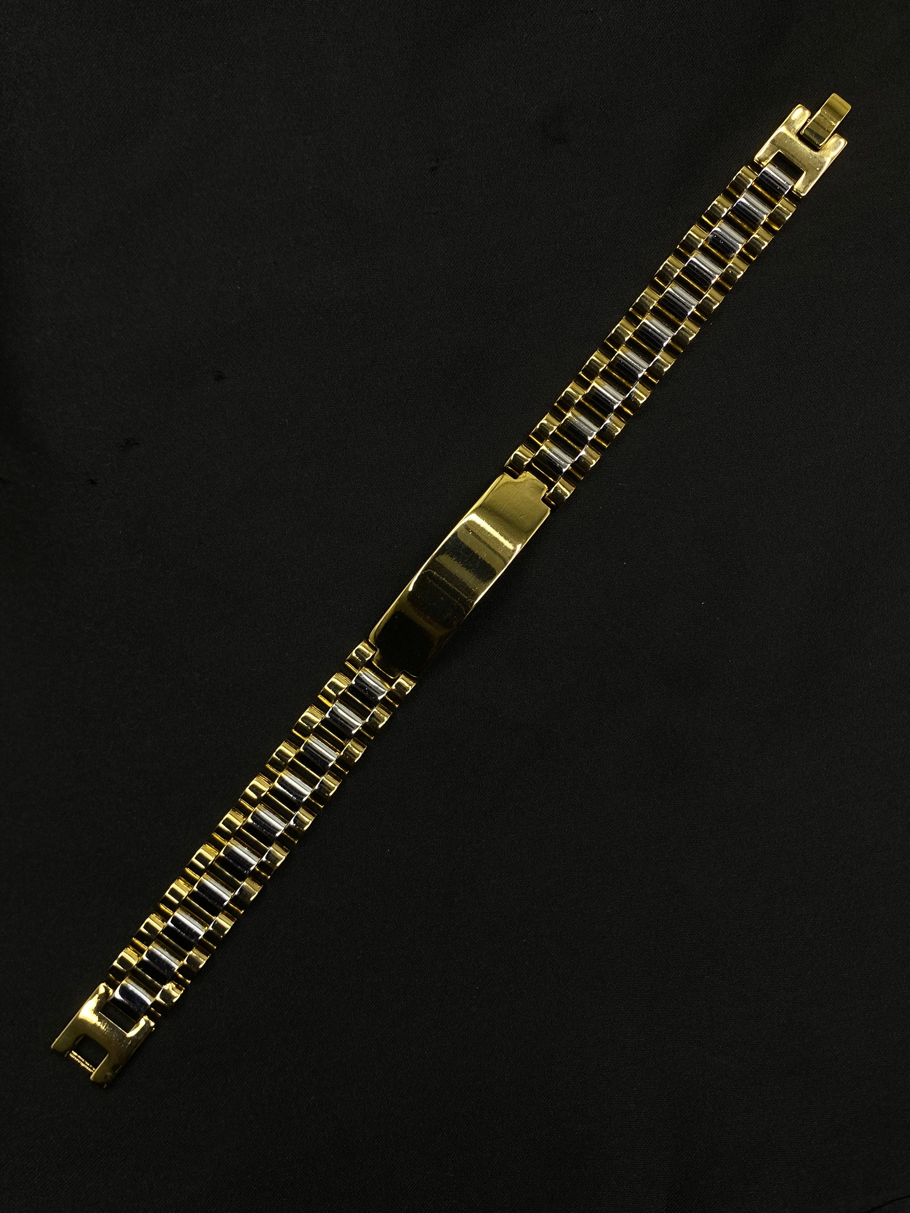 Two-Tone Men’s Gold & Black ID Link Bracelet
