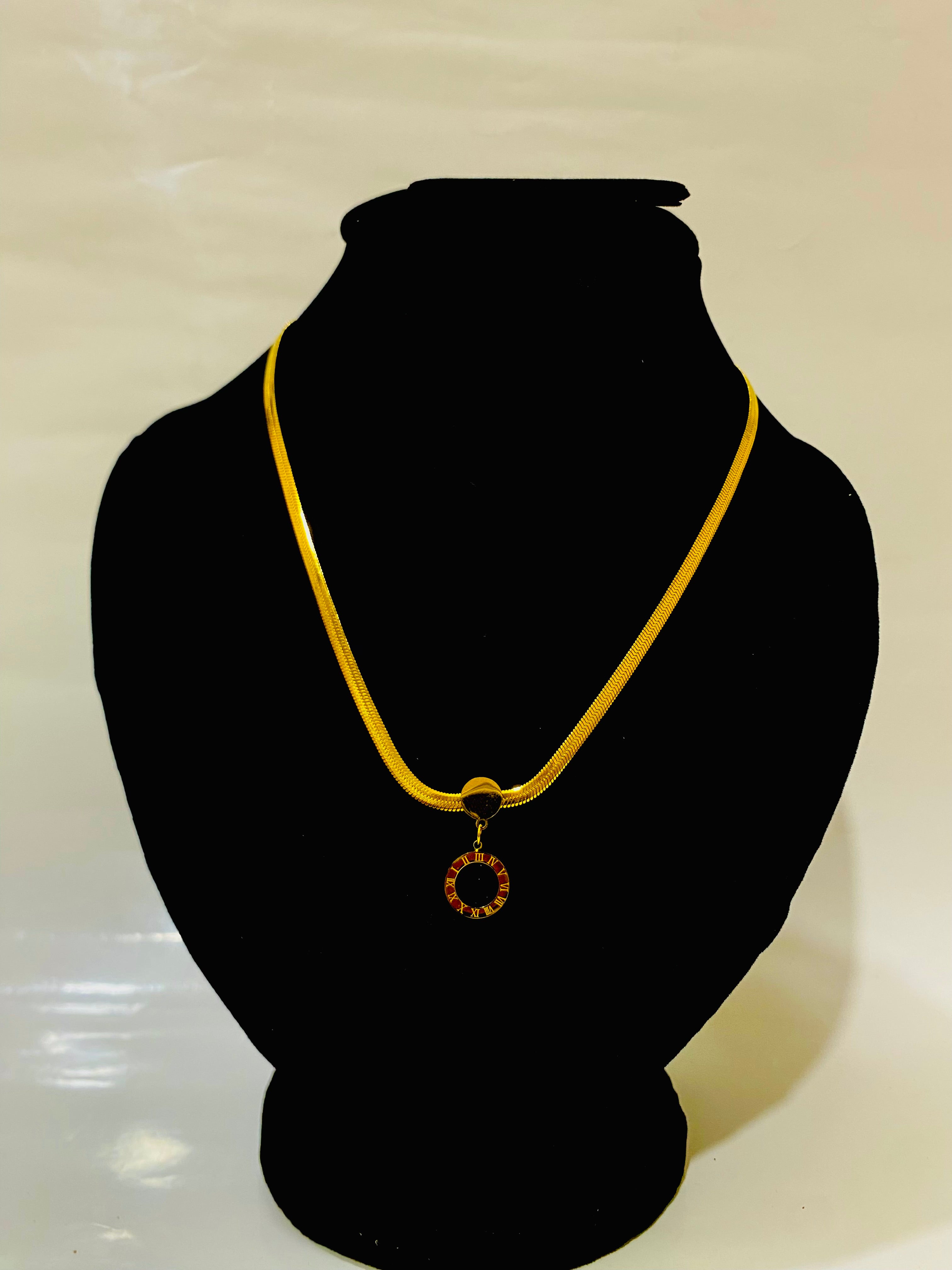 Elegant Gold Roman Numeral Pendant Necklace