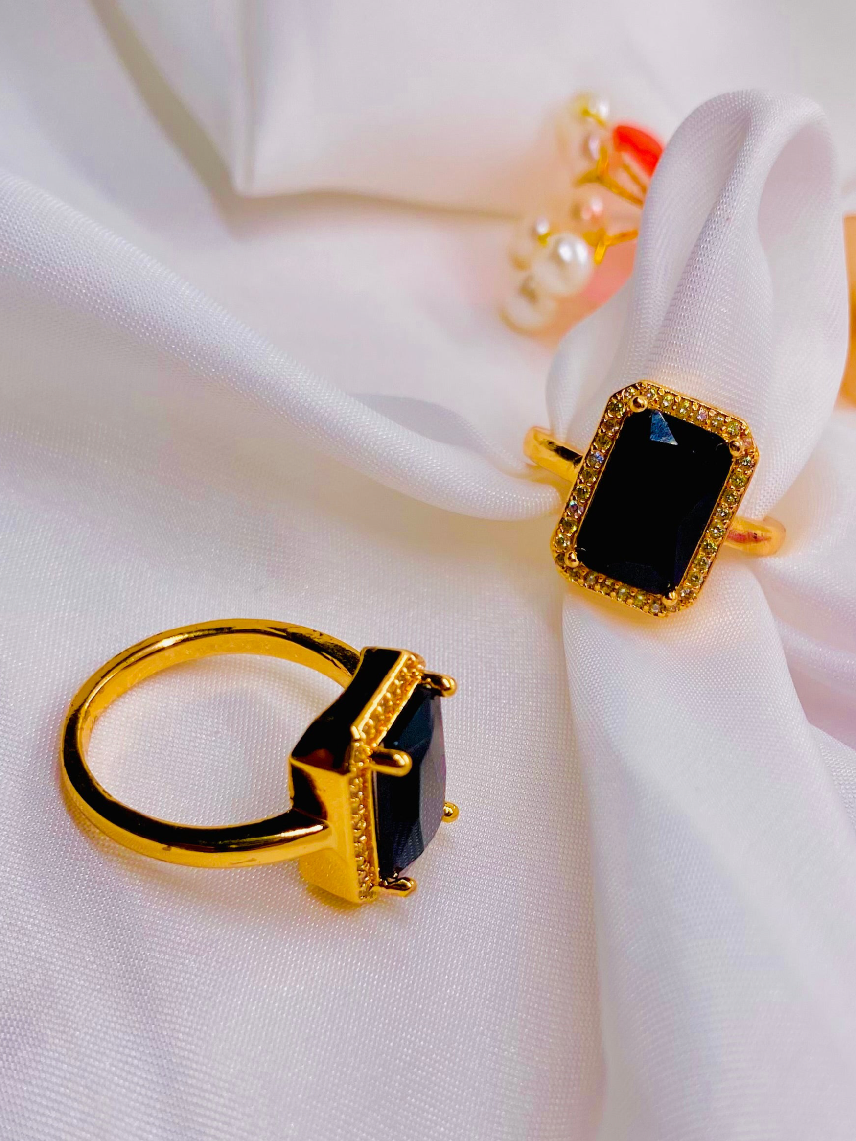 Midnight Elegance Black Stone Ring