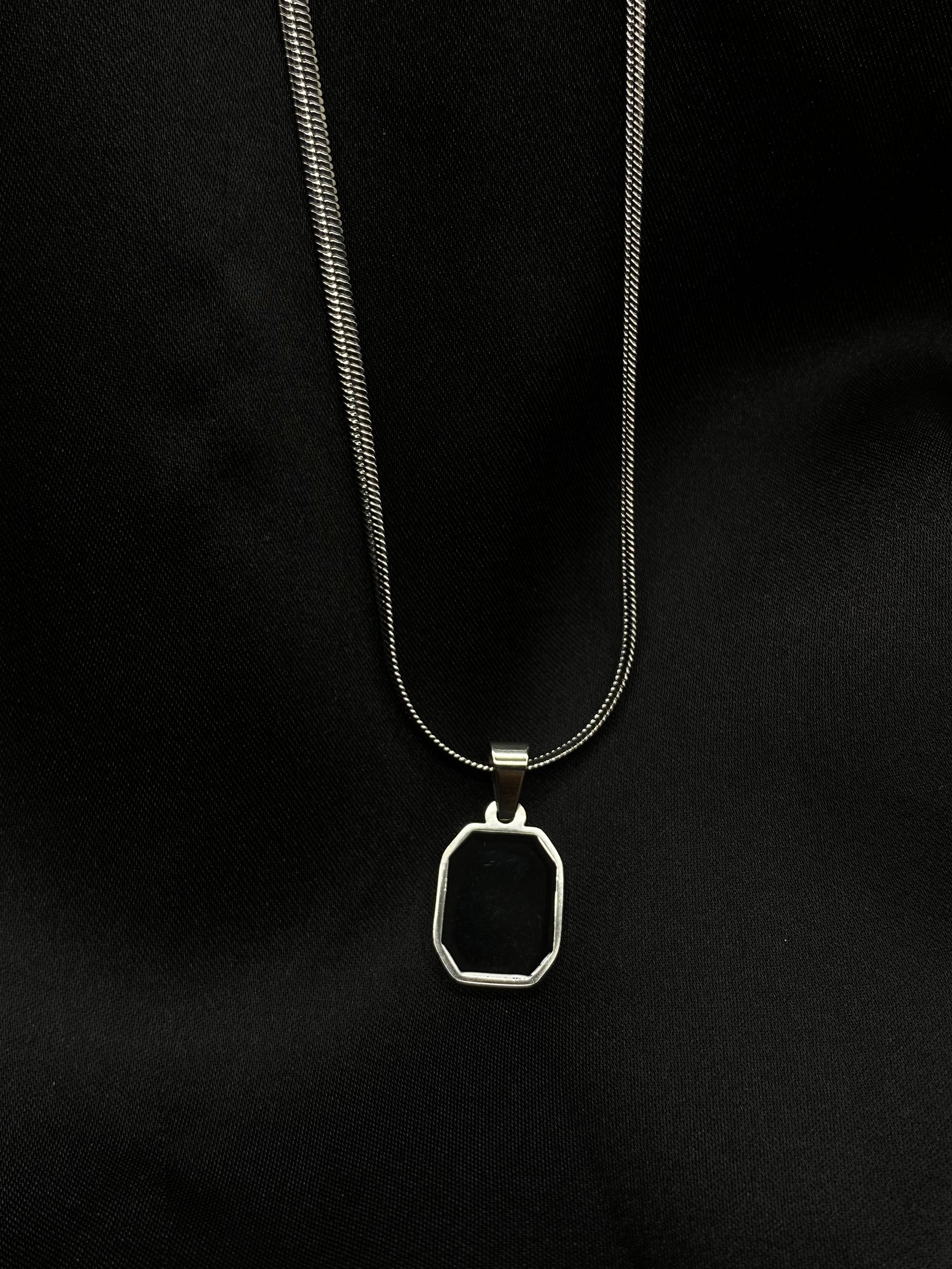 Modern Silver Dog Tag Pendant Necklace