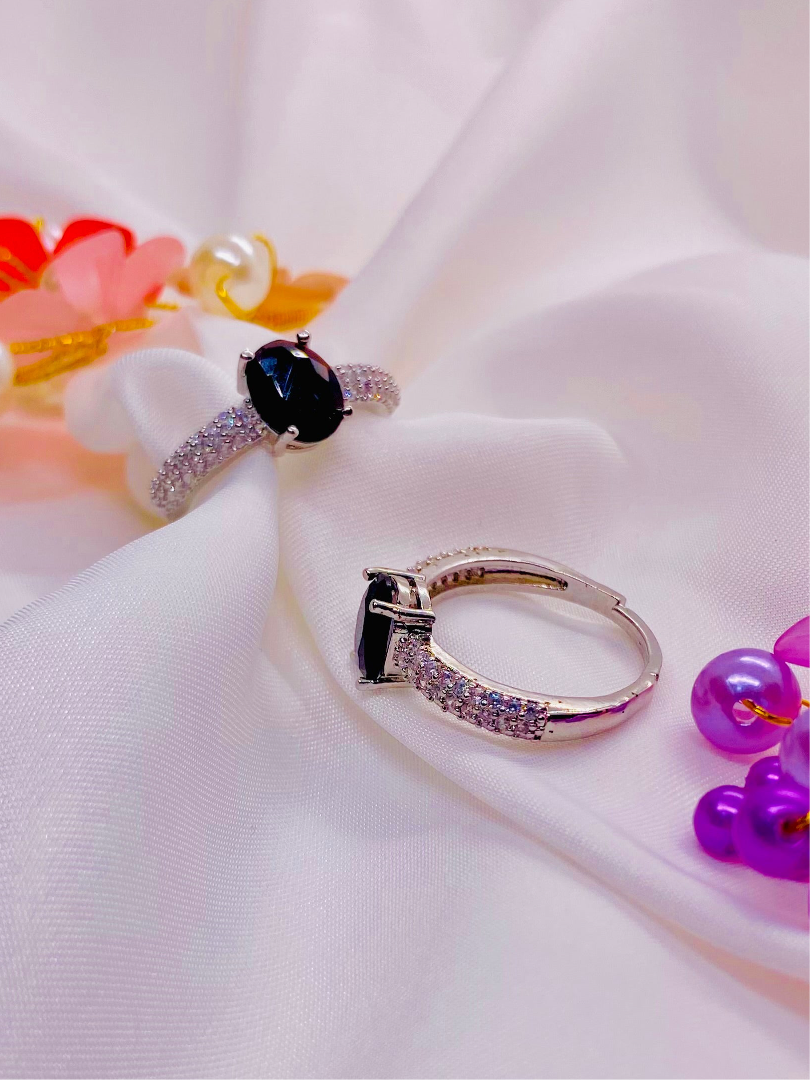 Black Onyx Solitaire Ring in Sterling Silver
