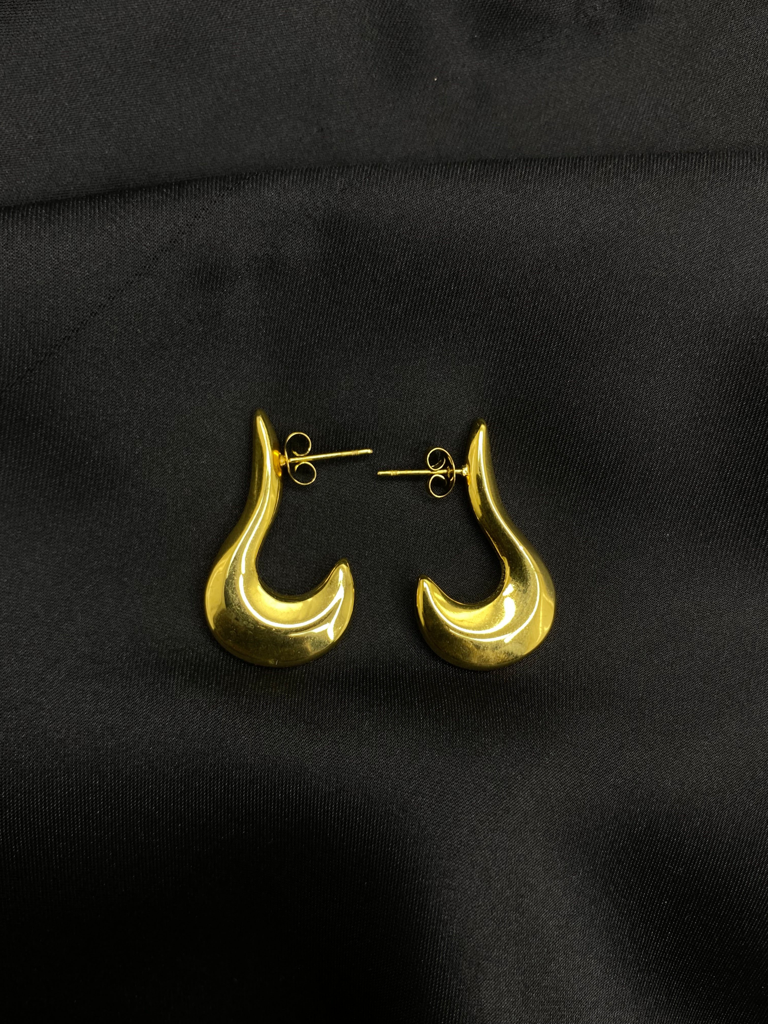 Golden Flame Hook Earrings