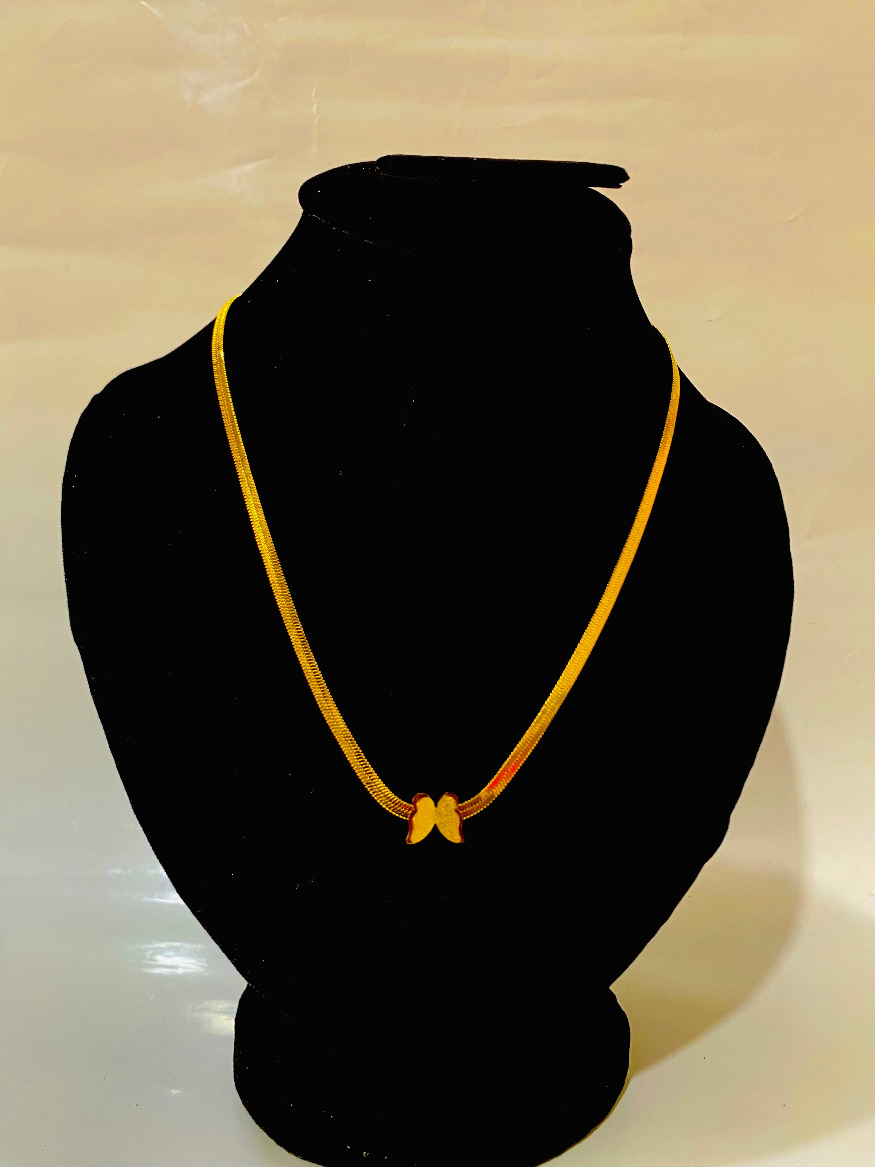 Golden Butterfly Pendant Necklace