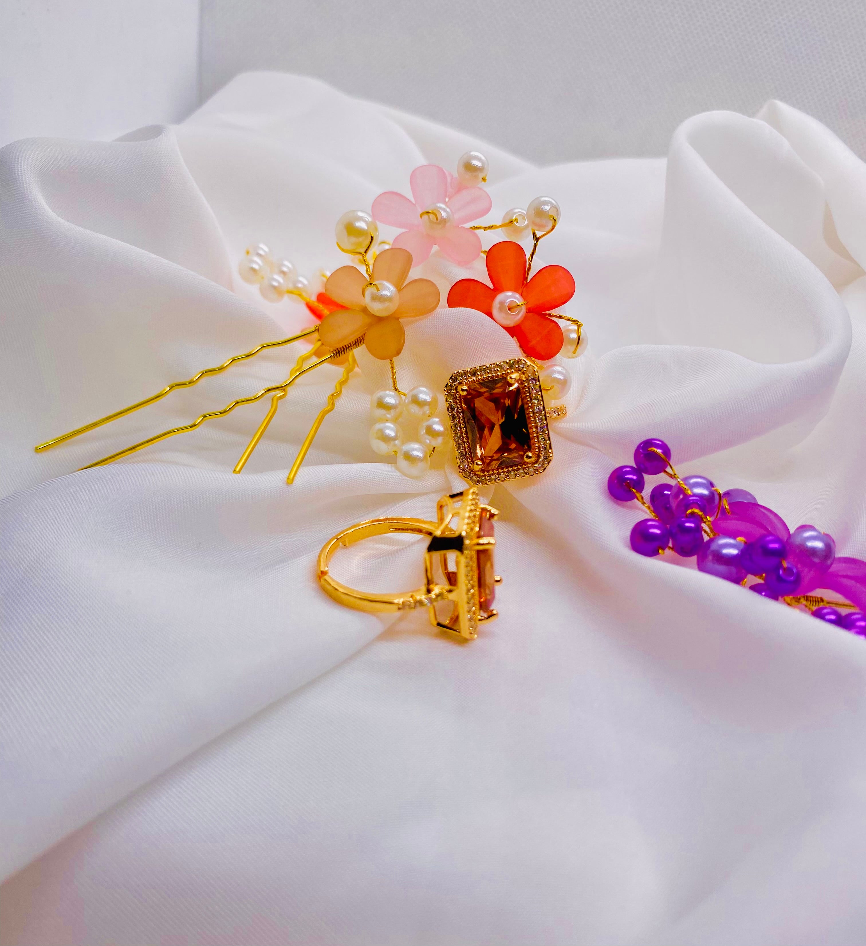 Royal Amber Glow – Gold-Plated Statement Rings