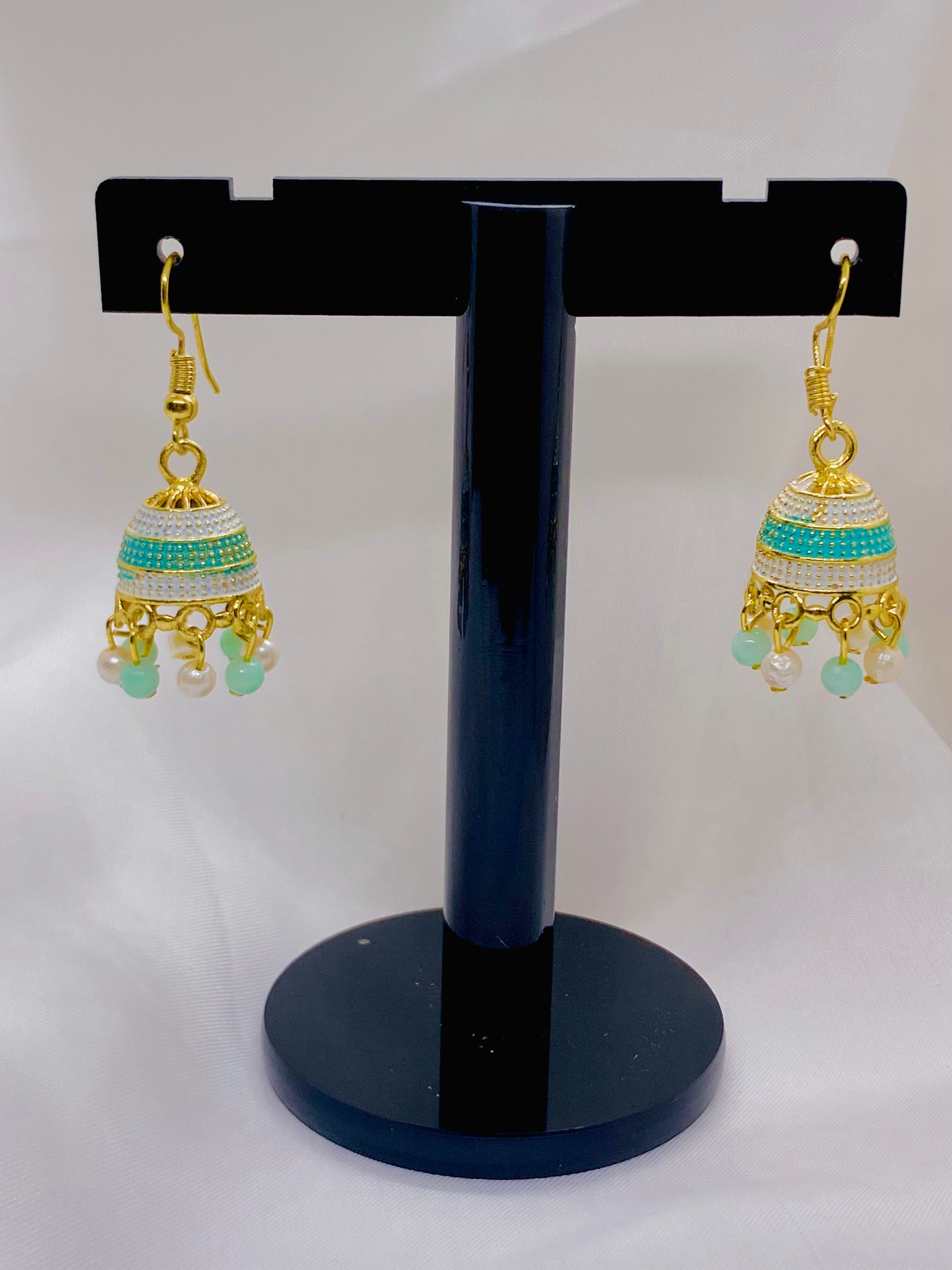 Traditional Jhumka Earrings with Beaded Dangles