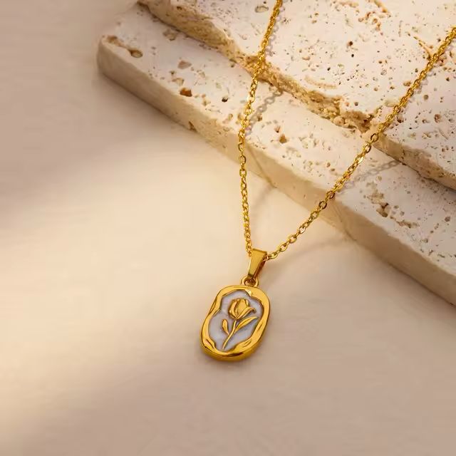Golden Rose Medallion Necklace