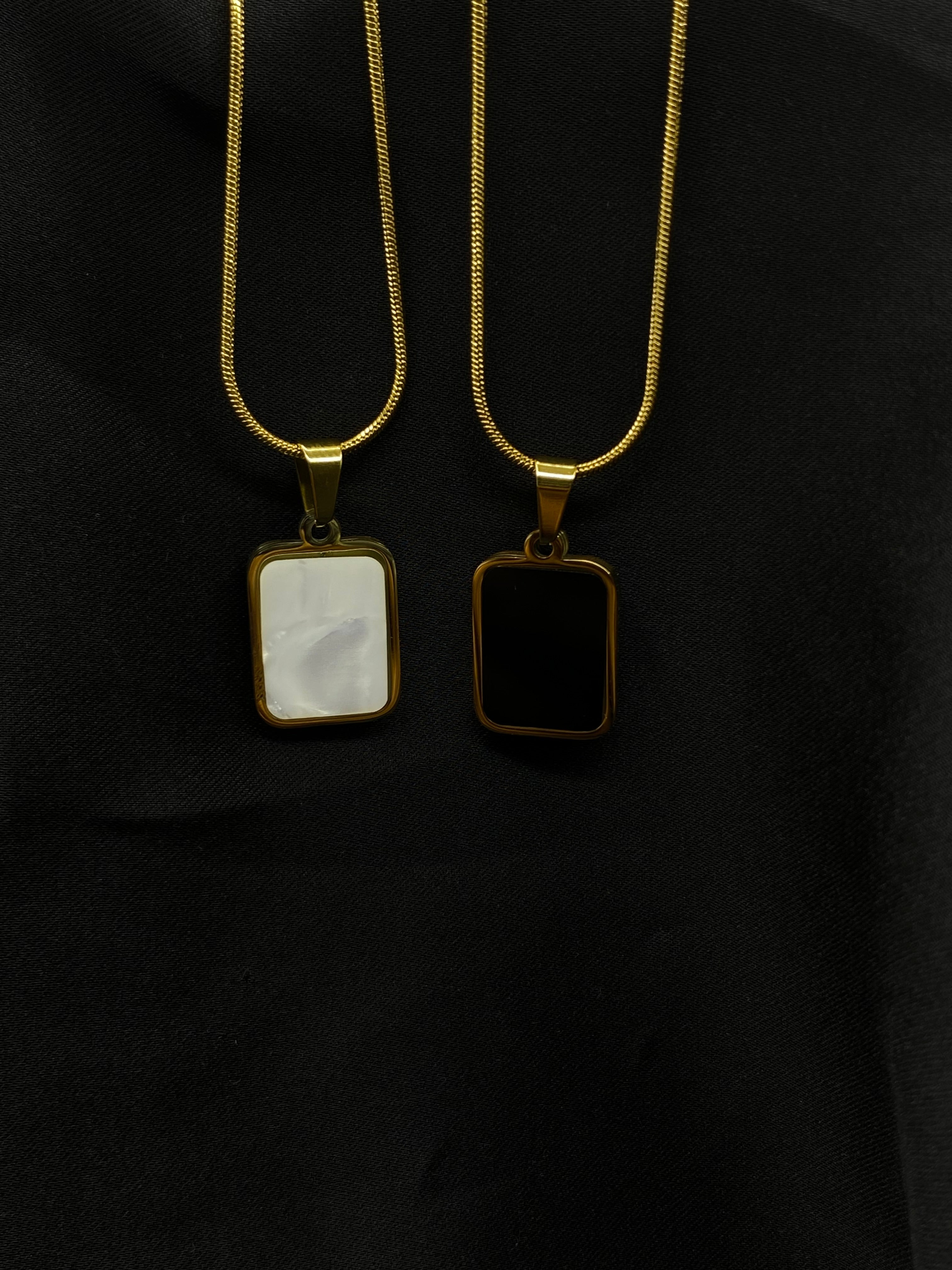 Black & White Square Pendant Set