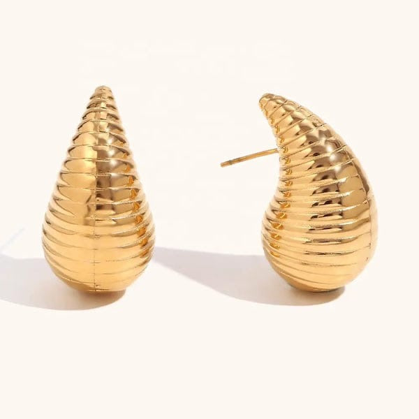 Sculpted Spiral Teardrop Gold Earrings