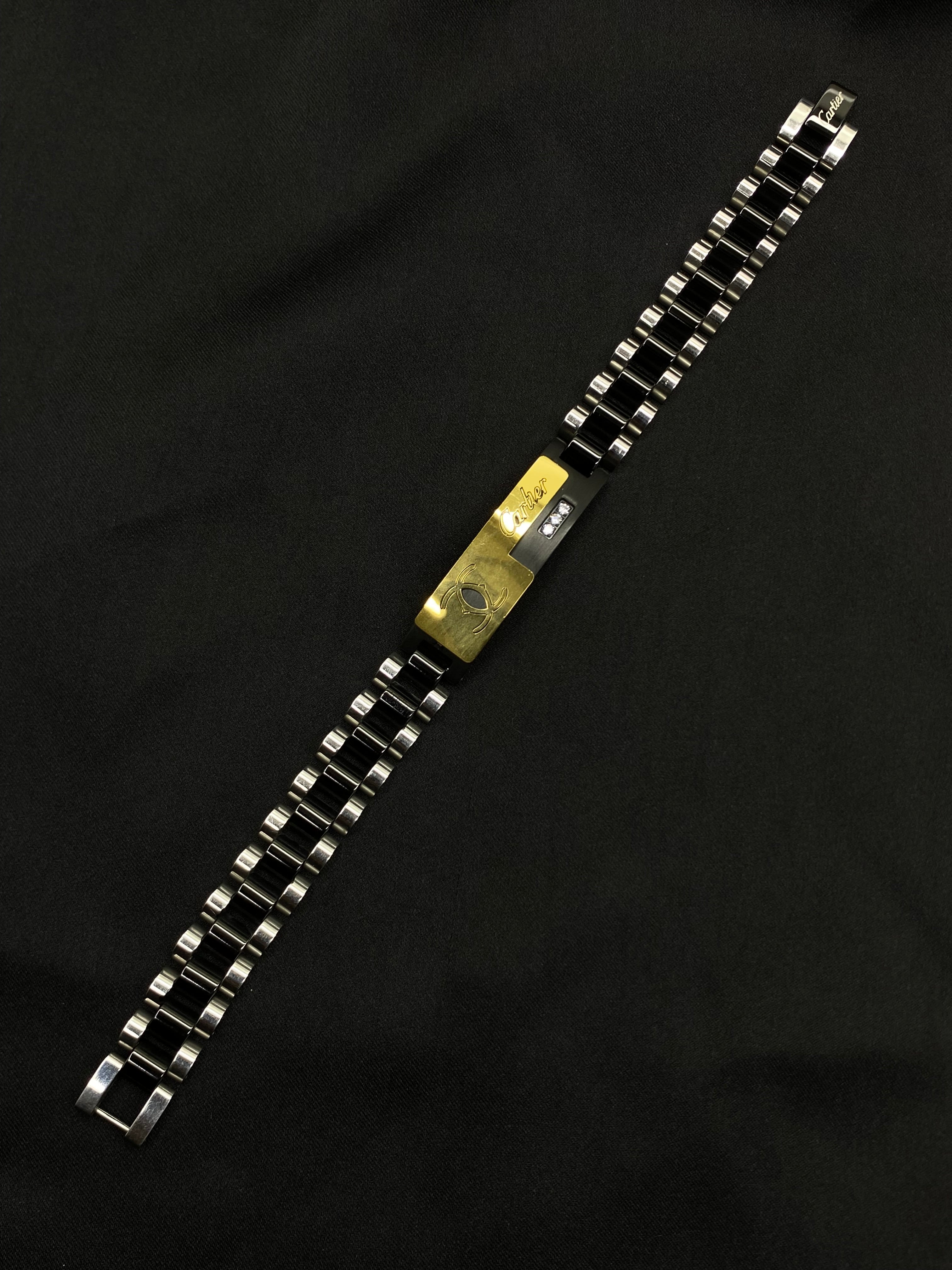 Luxury Two-Tone Men’s Bracelet with Cartier Engraving