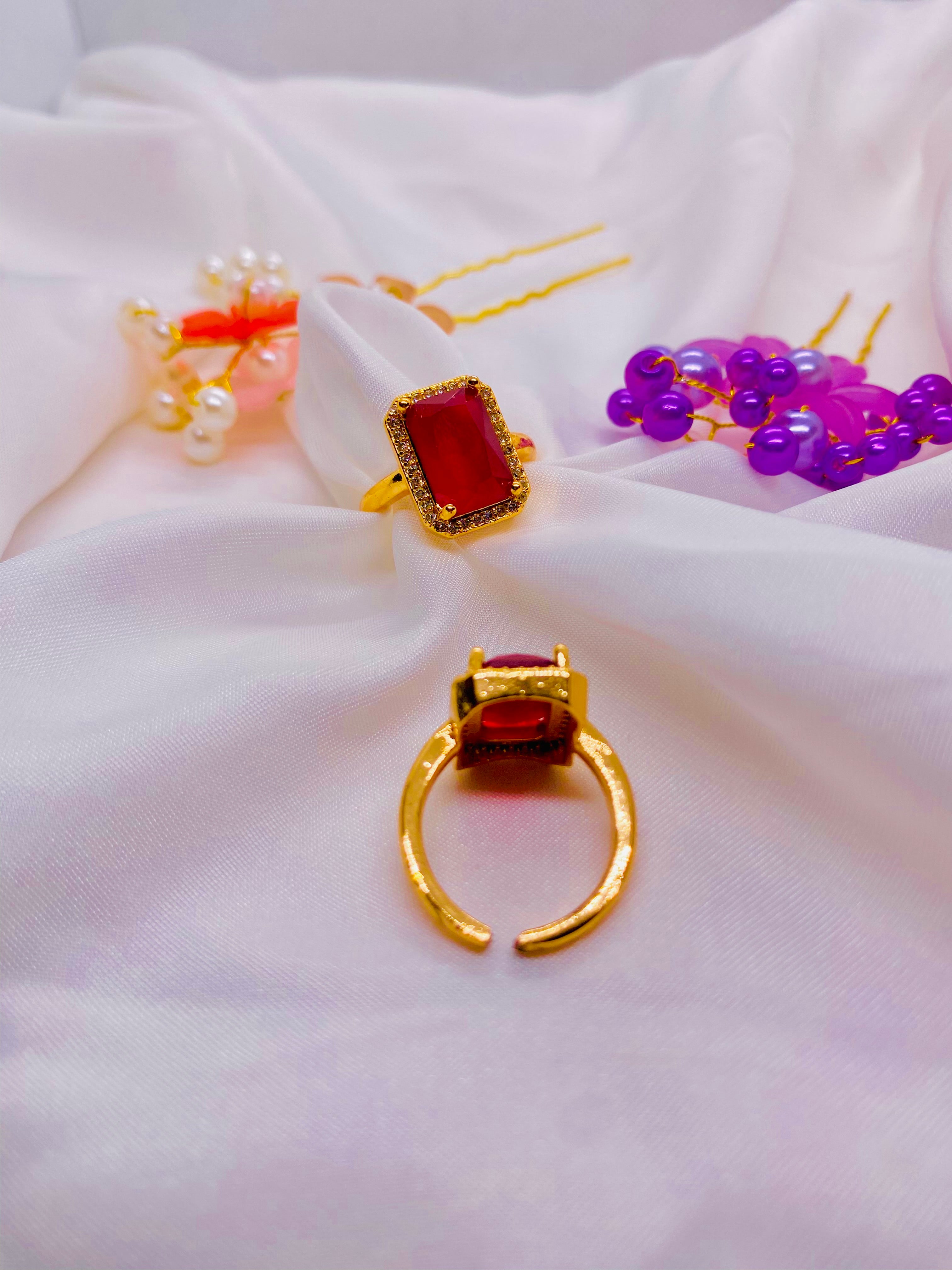 Bold Ruby Red Rectangle Ring
