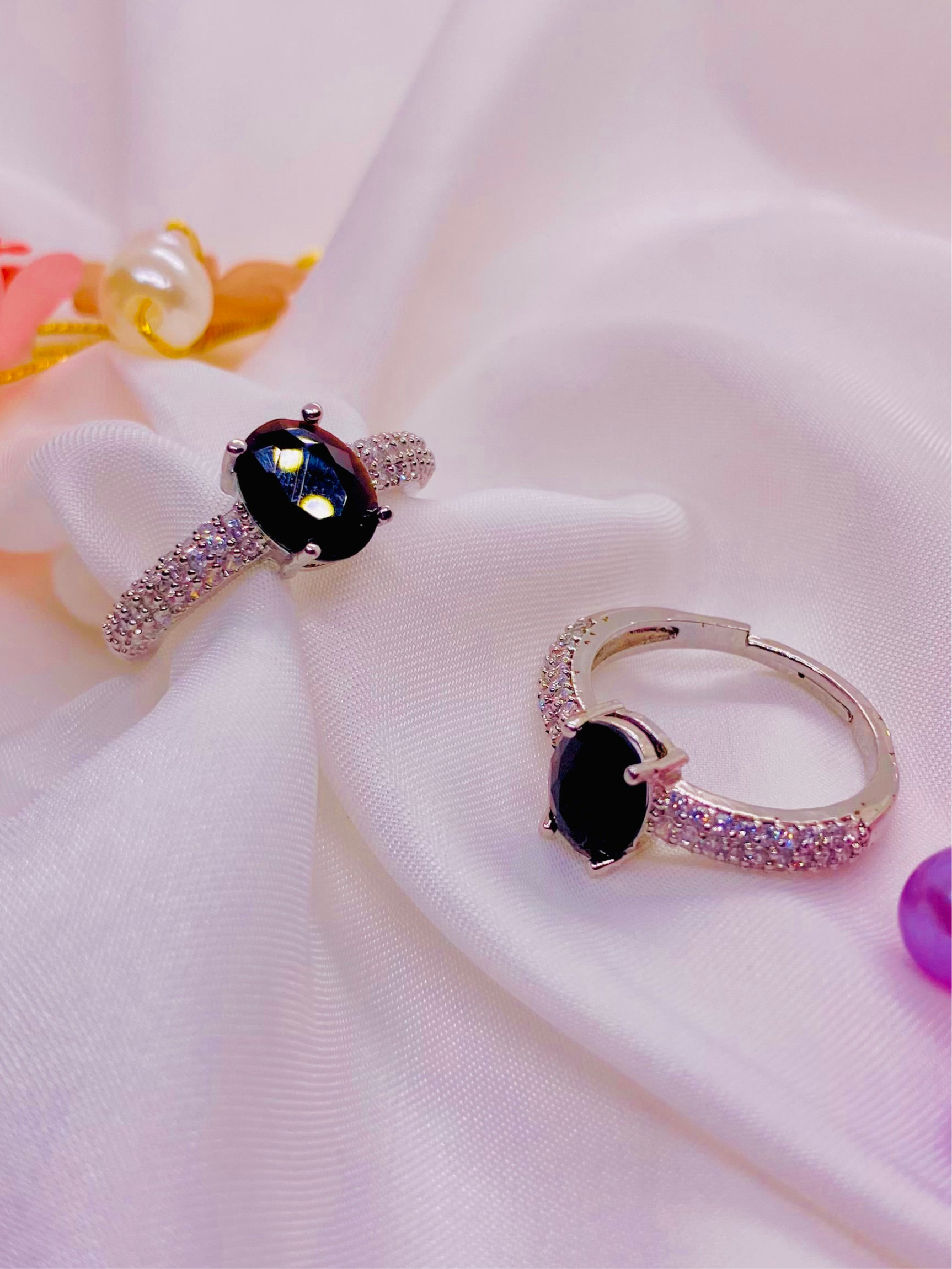 Black Onyx Solitaire Ring in Sterling Silver