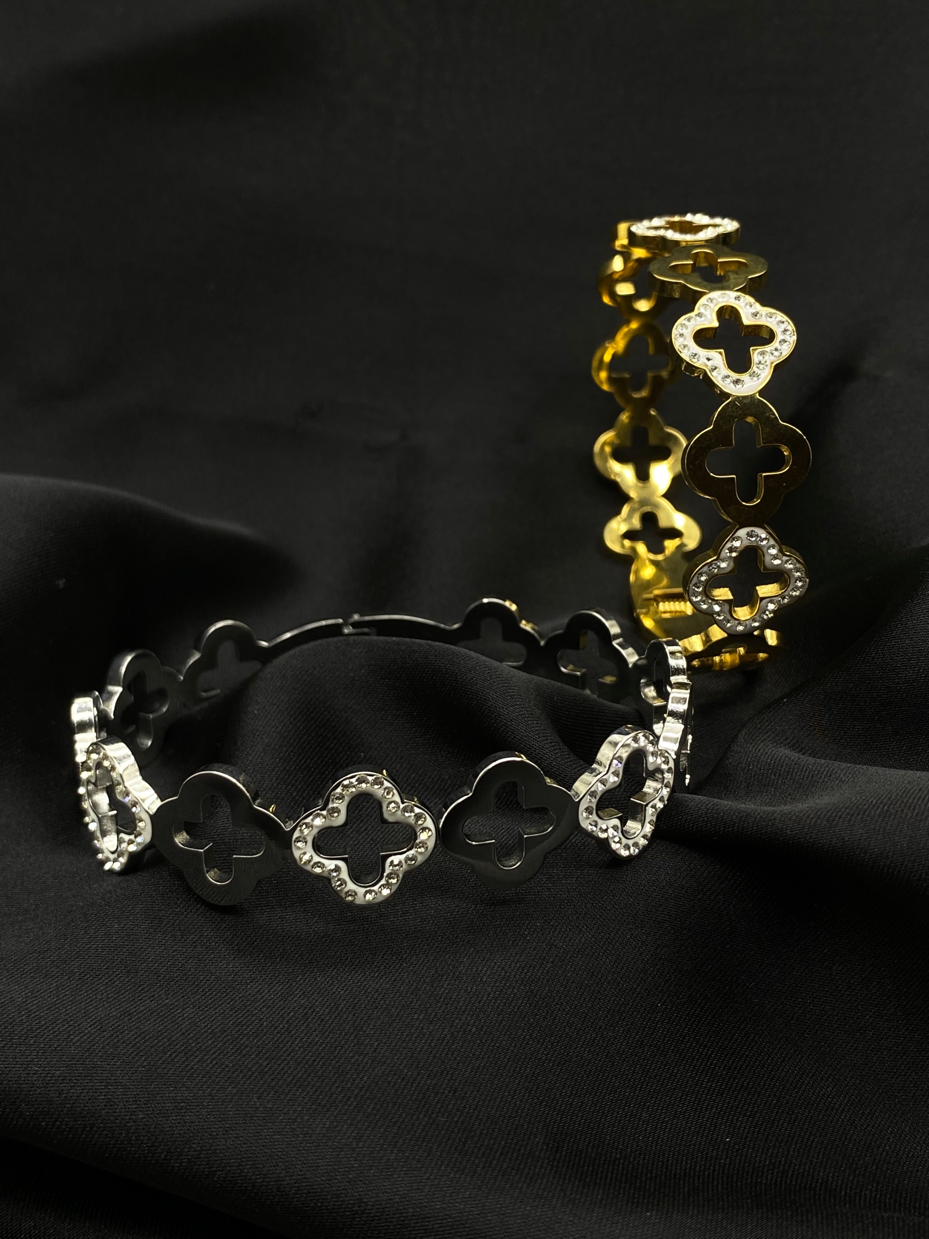 Clover Charm Statement Bracelets – Gold & Silver Edition