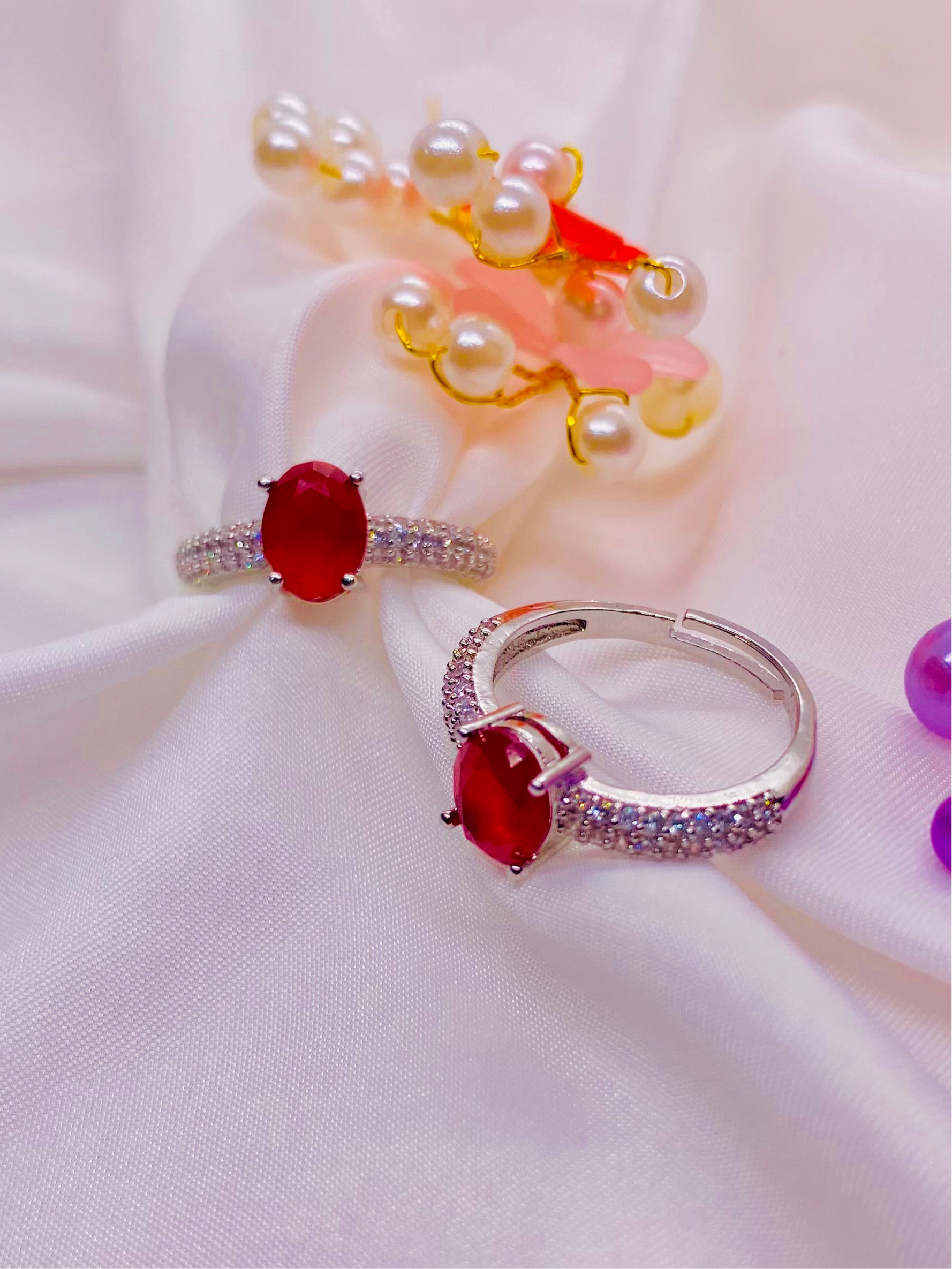 Crimson Elegance: Ruby Solitaire Ring in Sterling Silver