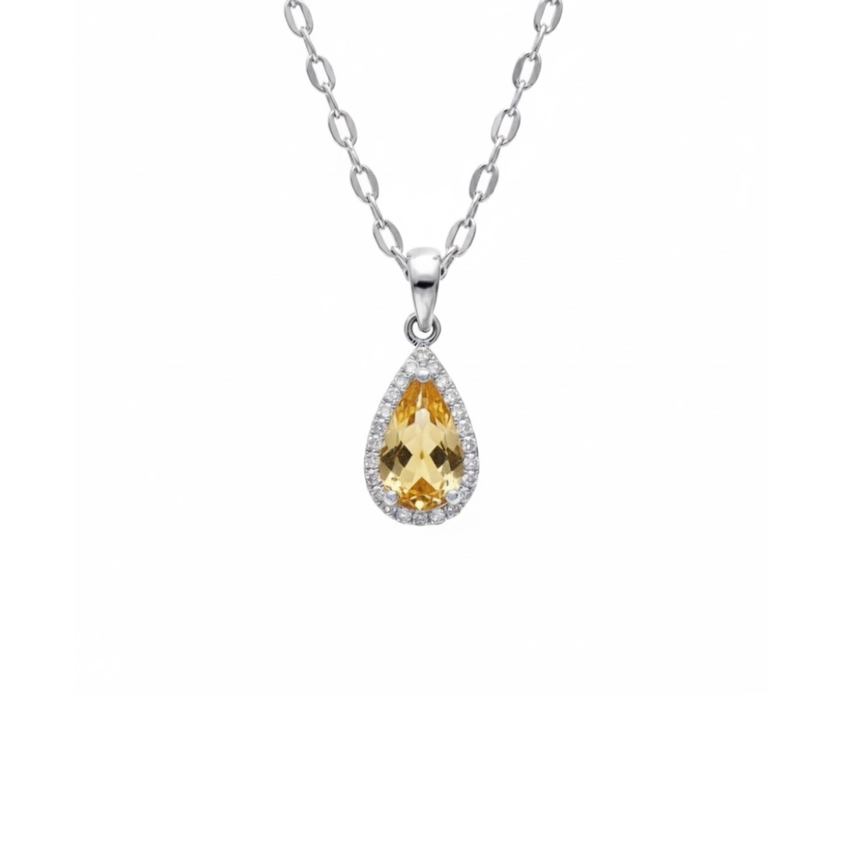 Teardrop Cut Peridot Pendant, 24k Halo Moissanite Jewelry