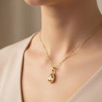 Teardrop Cut Peridot Pendant, 24k Halo Moissanite Jewelry