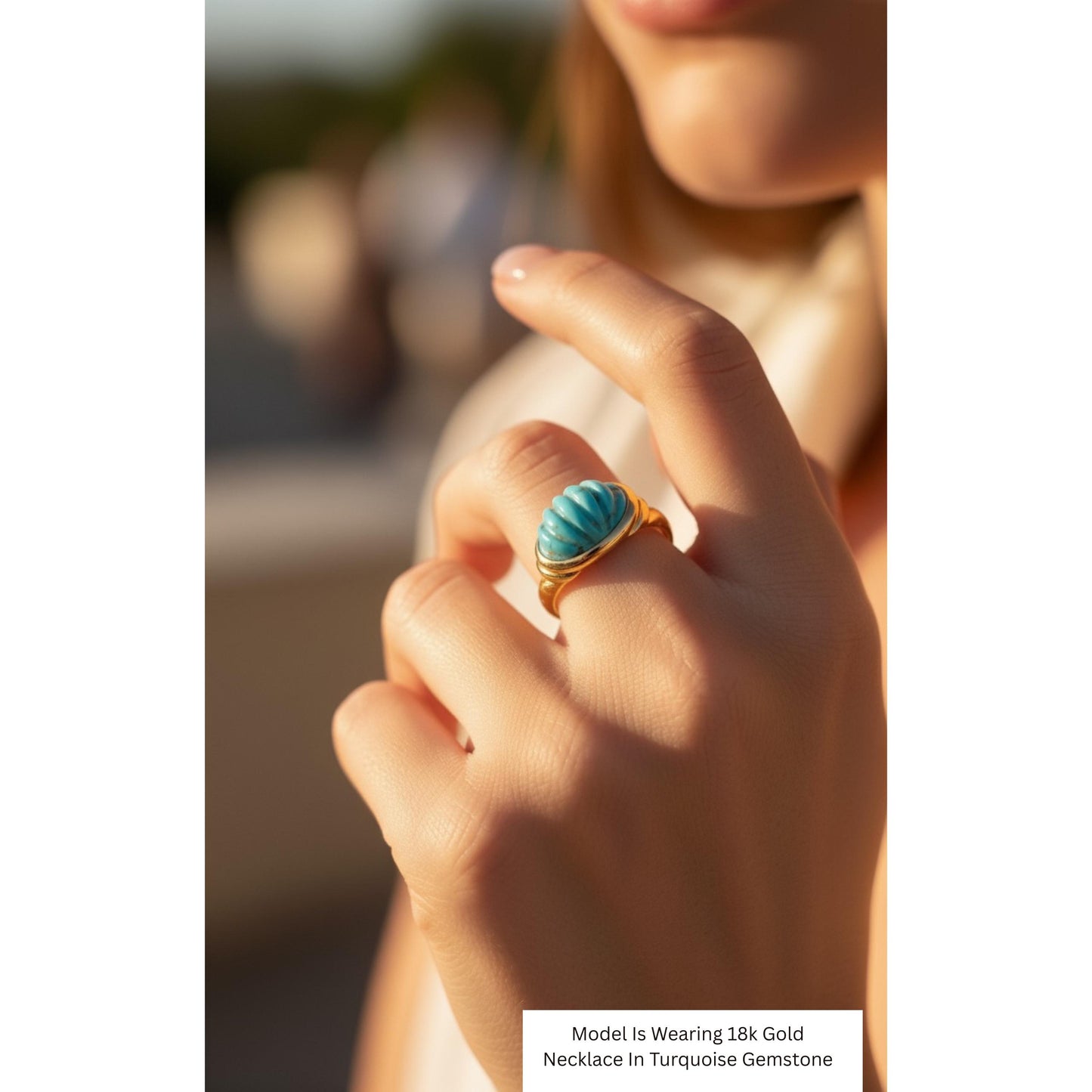 Vintage Art Deco Fluted Lapis Lazuli Cocktail Ring in 18K Solid Gold – Minimalist Ribbed Band Statement Ring